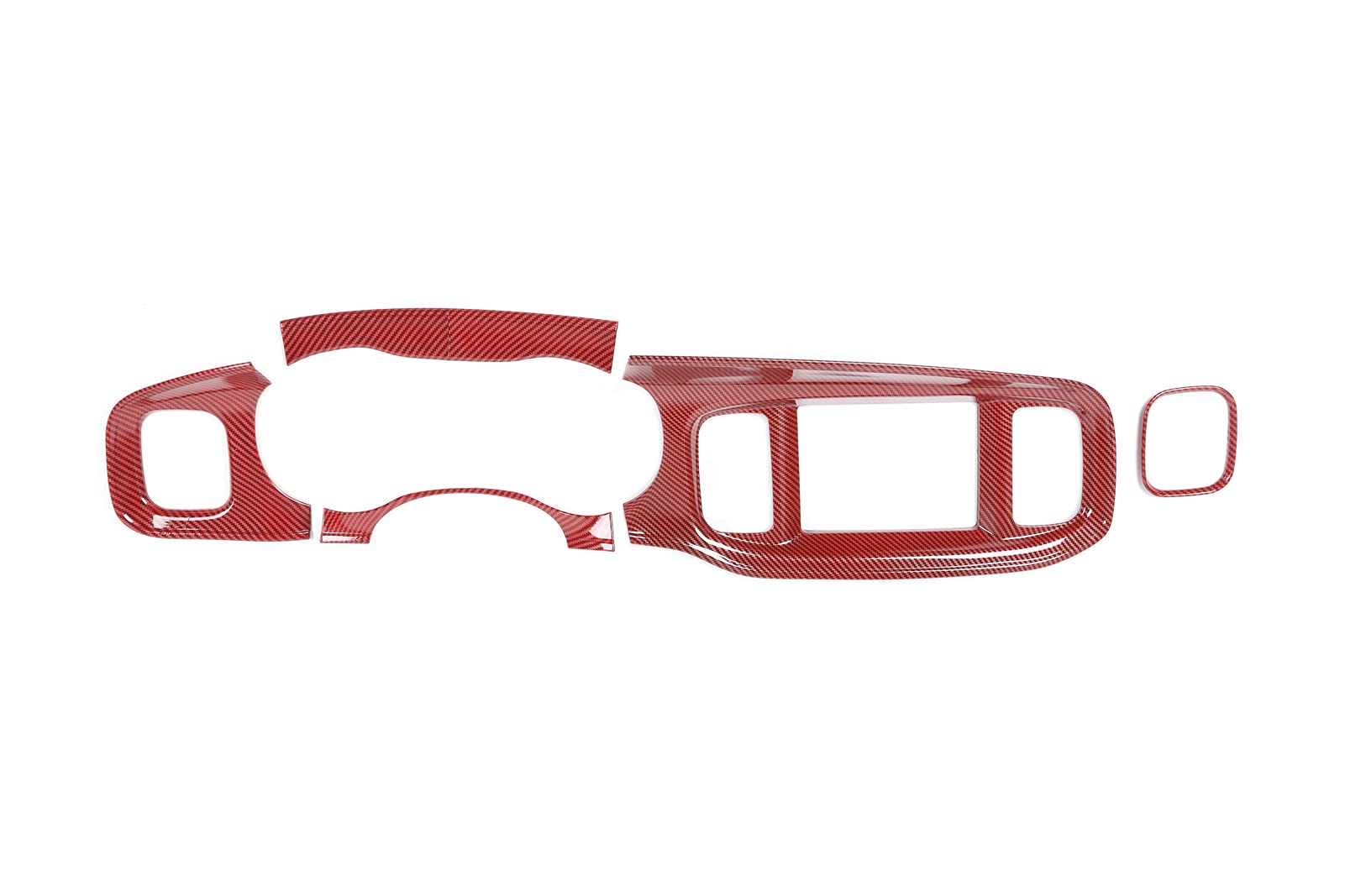JeCar Red Carbon Fiber Center Console Dashboard Panel Trim for Dodge Charger 2015-2020 | Interior Decoration Accessories | Perfect for Car Customization & Style Upgrade