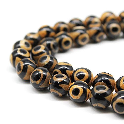 Yellow Three eye Stone Beads