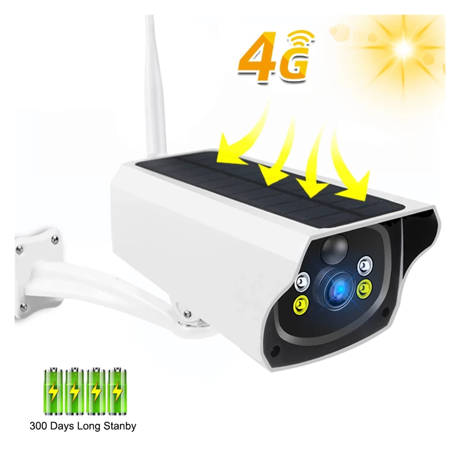 MZZYG 4G Solar Security Camera 1080P HD, Wireless Outdoor IP Camera with Solar Panel, Night Vision, PIR Motion Detection & Waterproof - Ideal for Home Security, Farm Monitoring, and Construction Site Protection