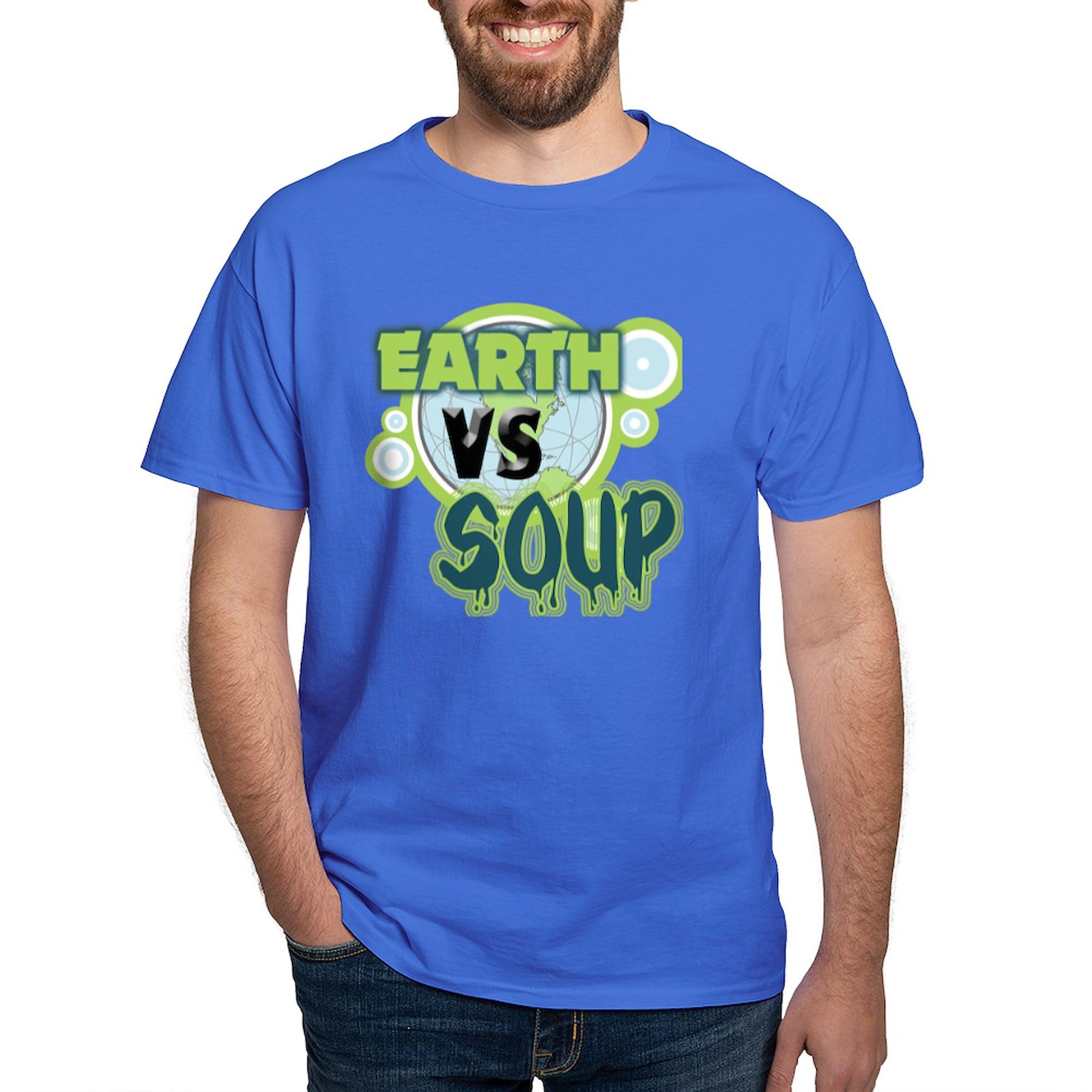 Earth VS Soup Dark T-Shirt for Men - 100% Cotton Classic Graphic Tee | Funny Science Humor Shirt for Casual Wear & Gifts