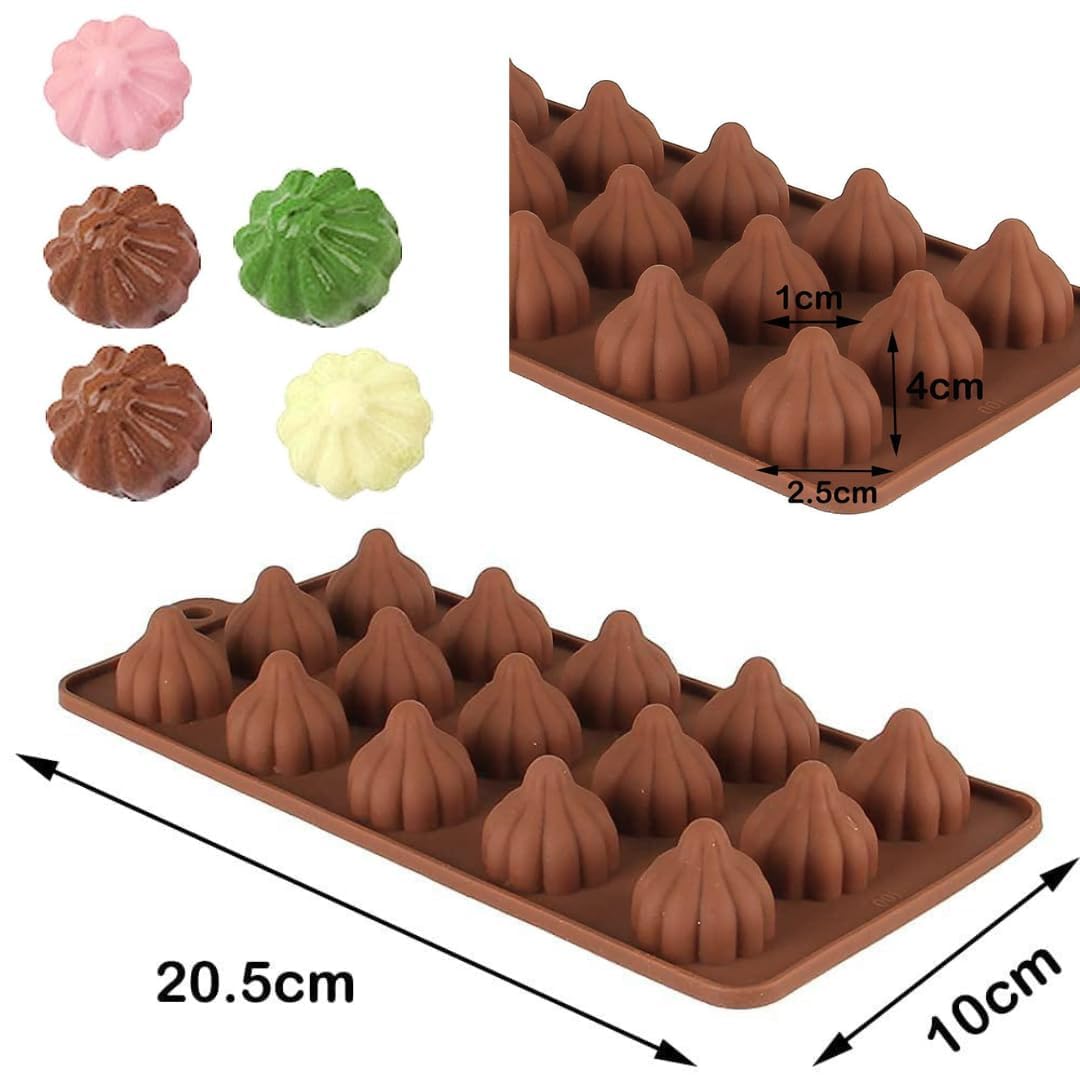 Skytail 6 & 15 Cavity Silicone Modak Molds for Ganesh Chaturthi Festival - Ganpati Bappa Decorations, Mithai, Chocolate, Candy, Sweets, Cakes, Desserts, Cupcakes & Dumplings - Perfect for Hindu Festivals, Home Baking & Party Treats