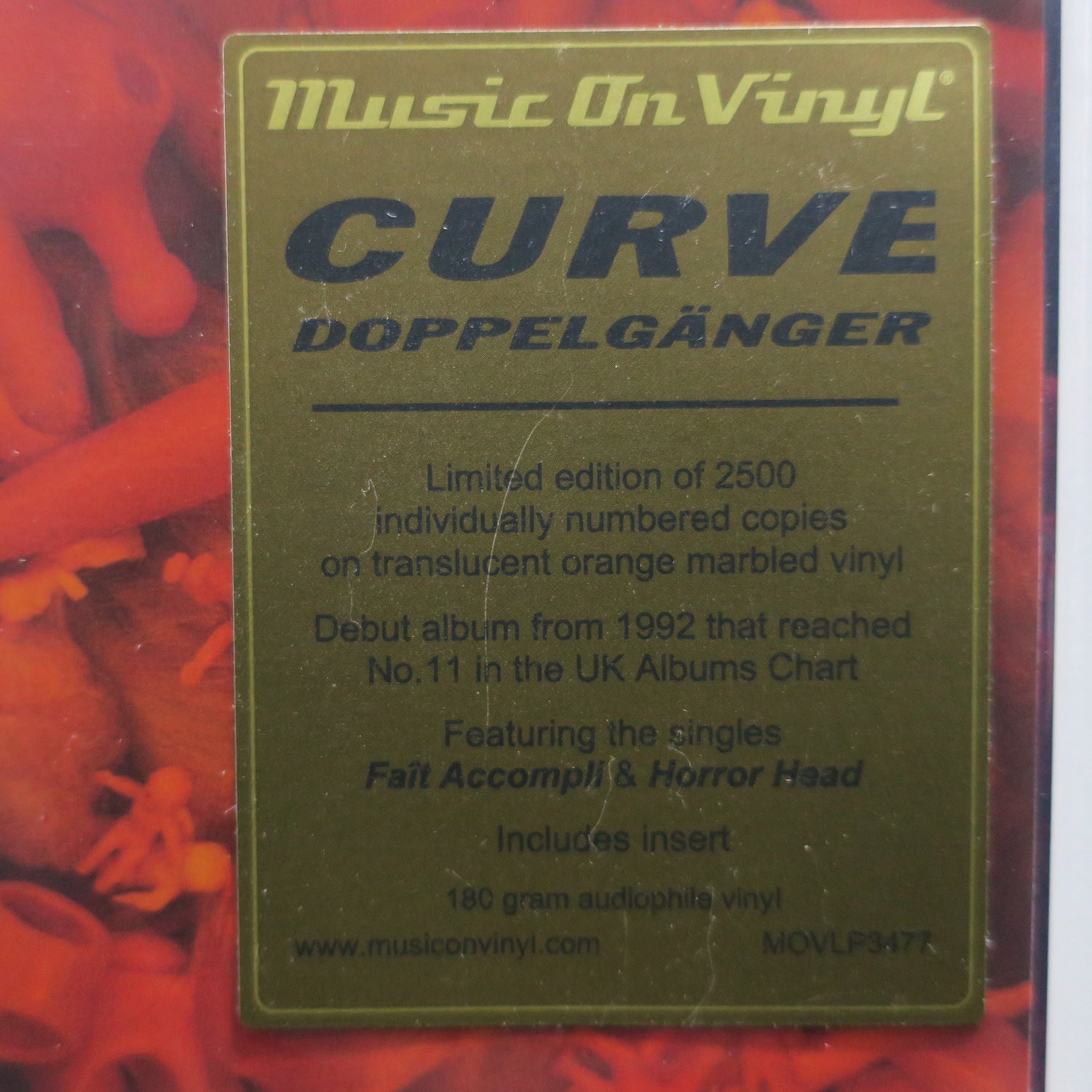 CURVE 'Doppelganger' 180g Orange Marble Vinyl LP - 1992 UK Indie Shoegaze Record - Perfect for Vinyl Collectors & Music Enthusiasts