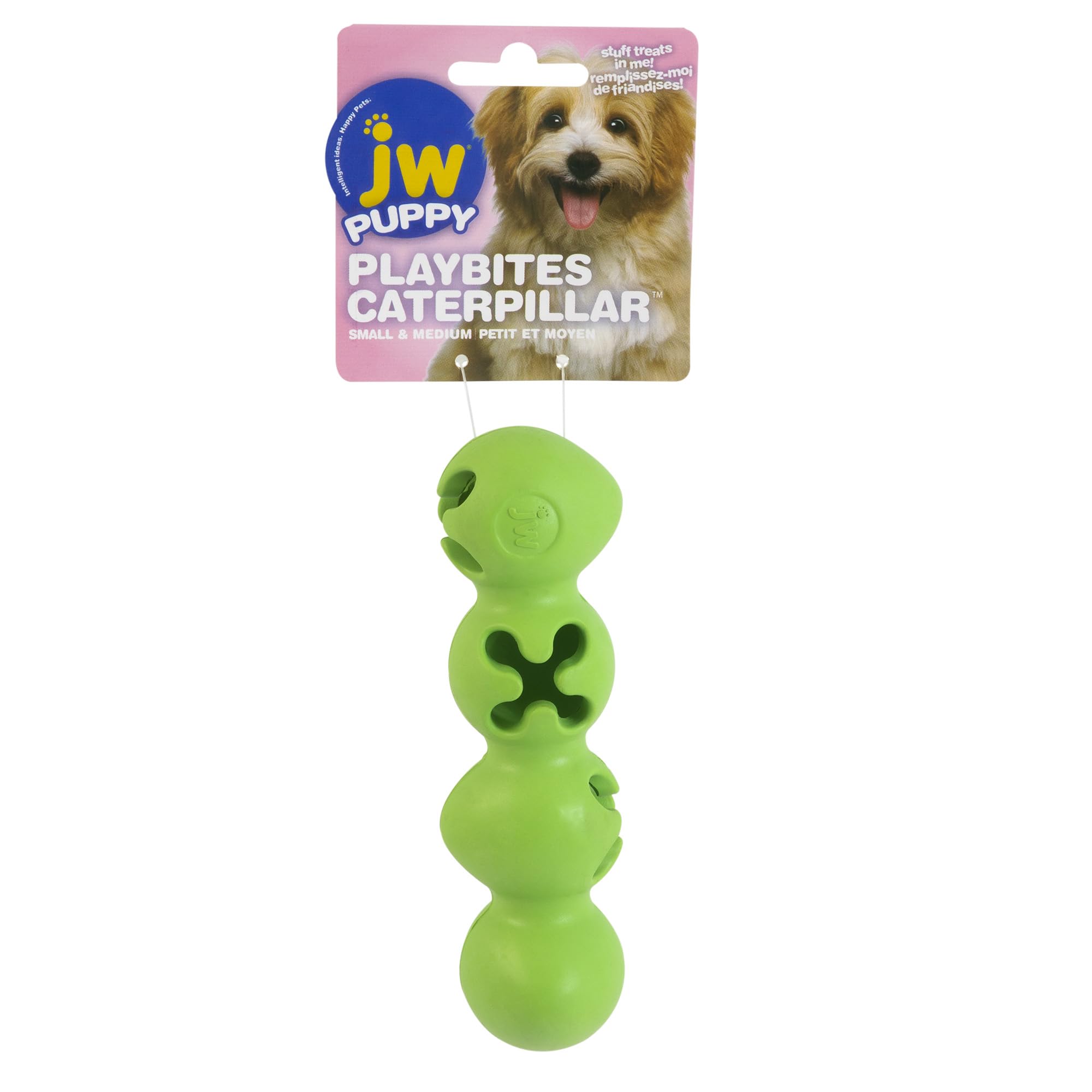 JW Playbites Caterpillar Treat Dispenser Toy - Interactive Dog Puzzle Feeder for Mental Stimulation & Slow Eating - Perfect for Small to Medium Dogs During Training, Playtime or Mealtime
