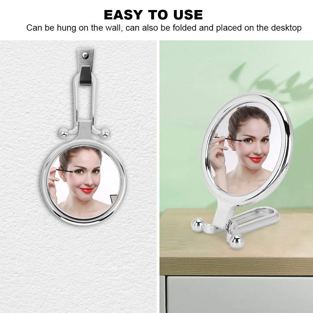 5X Magnification Cosmetic Mirror - Adjustable Double-Sided Vanity Mirror with Stand, Round Makeup Mirror for Dressing Table, Perfect for Home Makeup, Salon & Travel Beauty Essentials