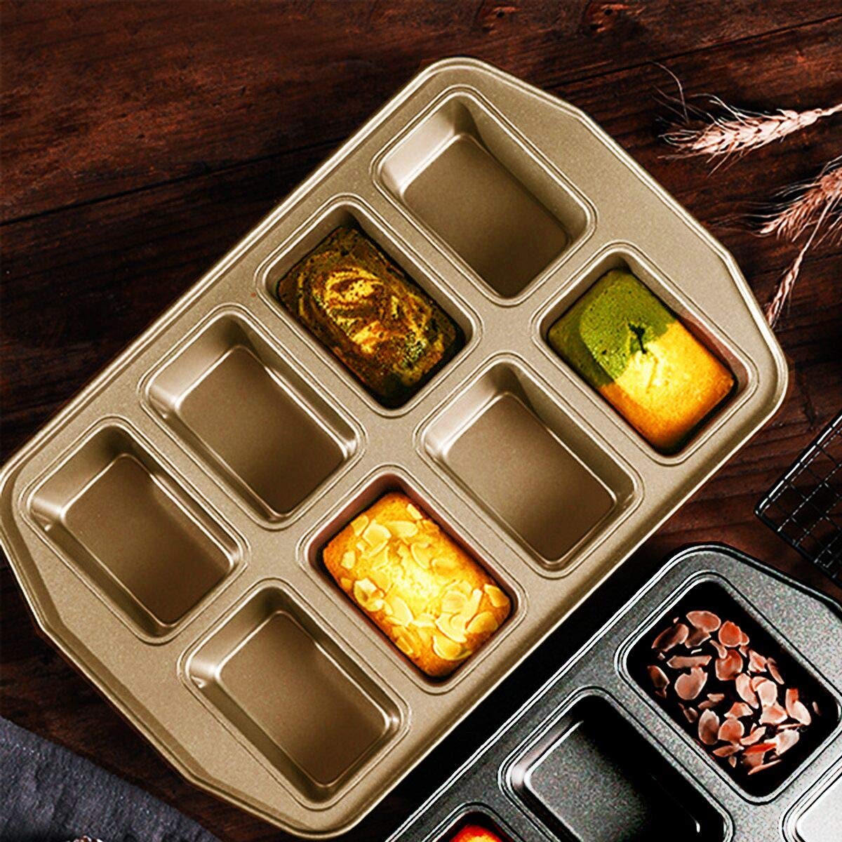 8-Cavity Mini Loaf Pan - Carbon Steel Non-Stick Baking Tray for Bread, Muffins & Brownies - One-Piece Design Bakeware - Perfect for Home Baking, Holiday Treats & Gift Giving