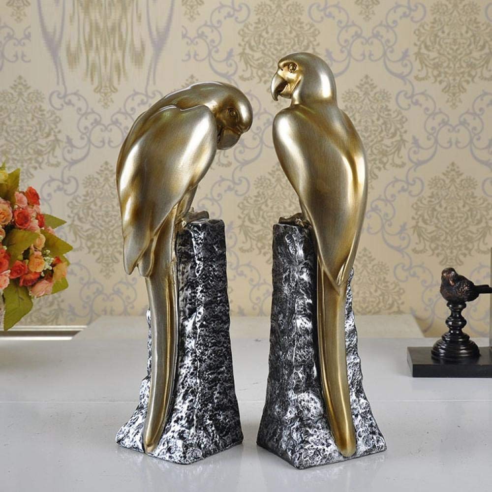 Resin Parrot Bookends - Decorative Outdoor Statues for Shelves, Office & Home Decor - Perfect for Books, Plants & Decorative Displays