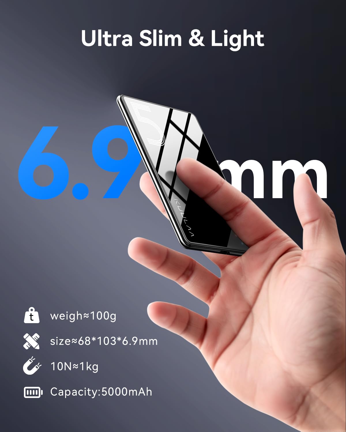 Magnetic Wireless Power Bank 5000mAh - Slim Portable Charger with PD Fast Charging & USB-C | Compatible with iPhone 16/15/14/13/12 Pro & Samsung Galaxy | Magsafe Battery Pack | Perfect for Travel, Office & Outdoor Adventures (Black)
