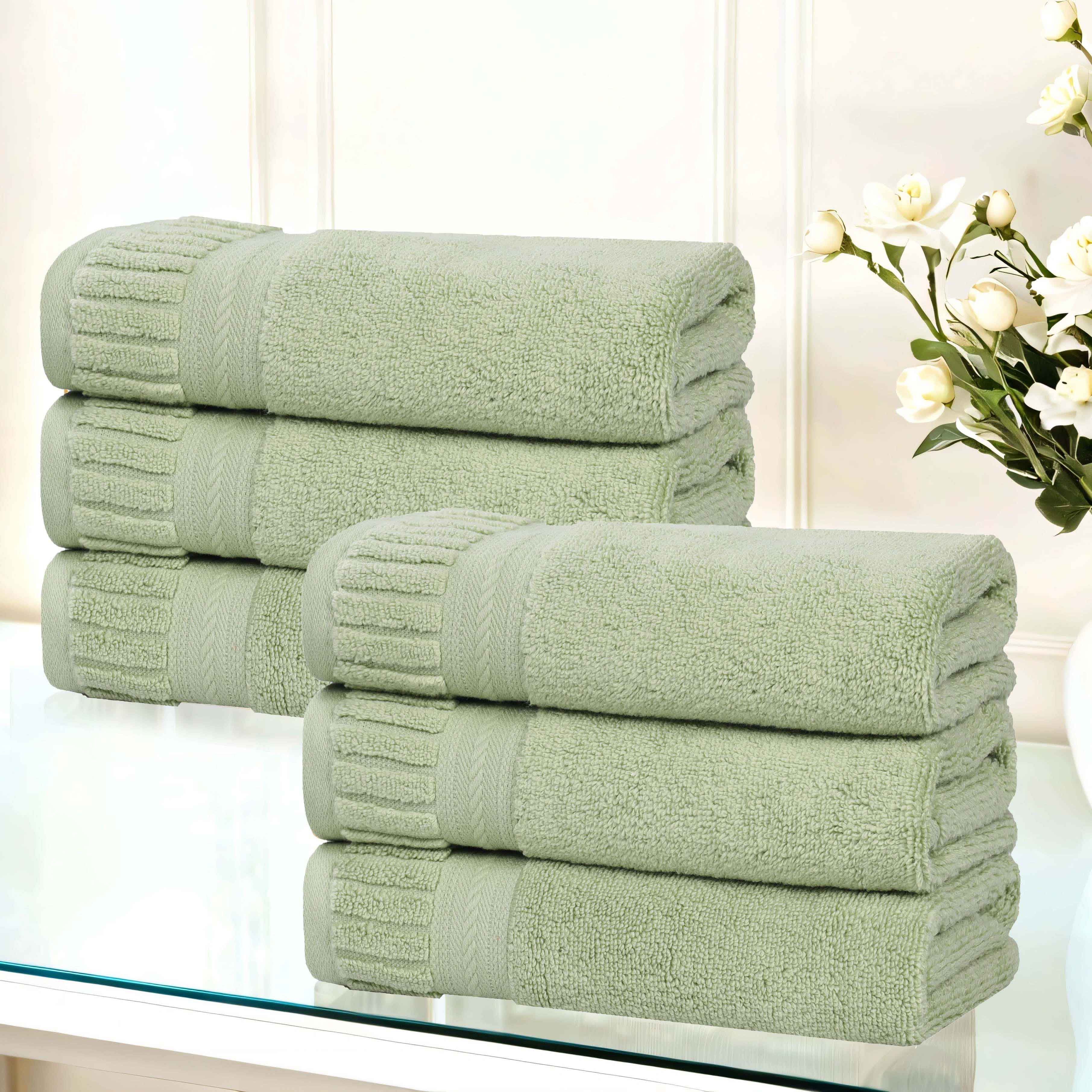 Premium Venice Zero Twist Cotton Hand Towels - Medium Weight, Super Absorbent, Set of 6 - Perfect for Kitchen, Bathroom & Guest Towels