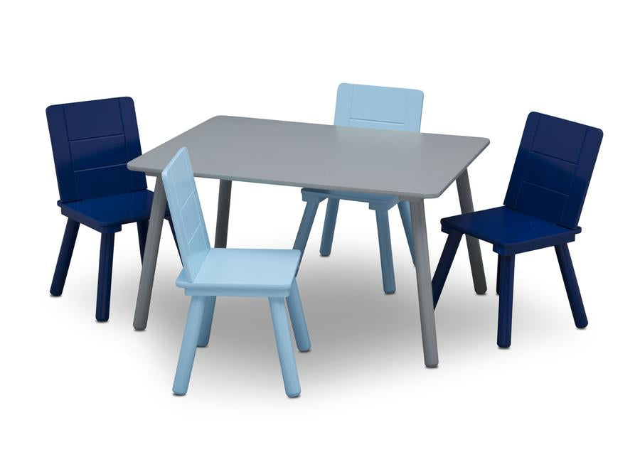 Kids Table and Chair Set - 4-Piece Wooden Children's Furniture for Playroom, Learning & Dining - Perfect for Toddlers & Preschoolers (Pink/Blue) - Ideal for Arts & Crafts, Snack Time, and Homeschooling Activities