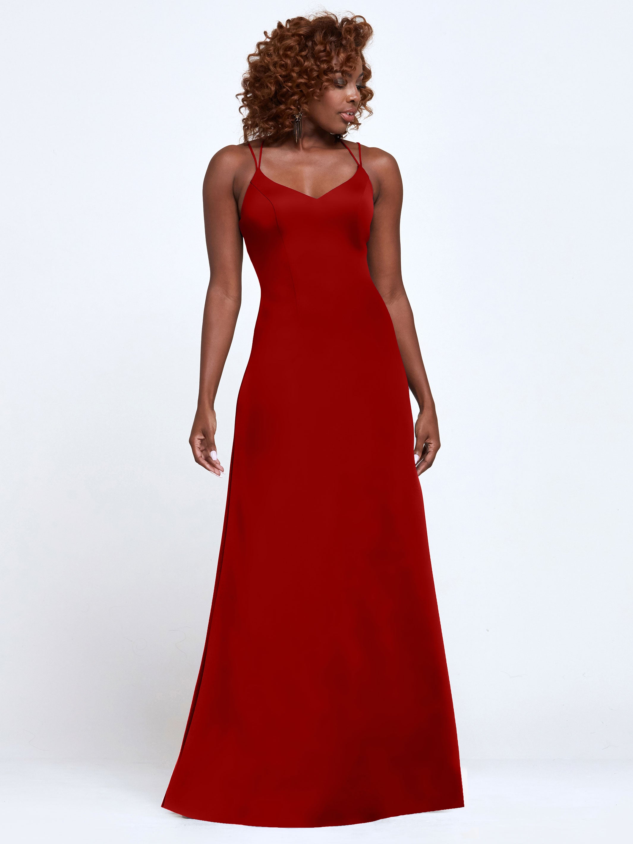 Elegant 83045 Double Knit A-Line Bridesmaid Dress with Adjustable Spaghetti Straps - Perfect for Weddings, Formal Events & Special Occasions