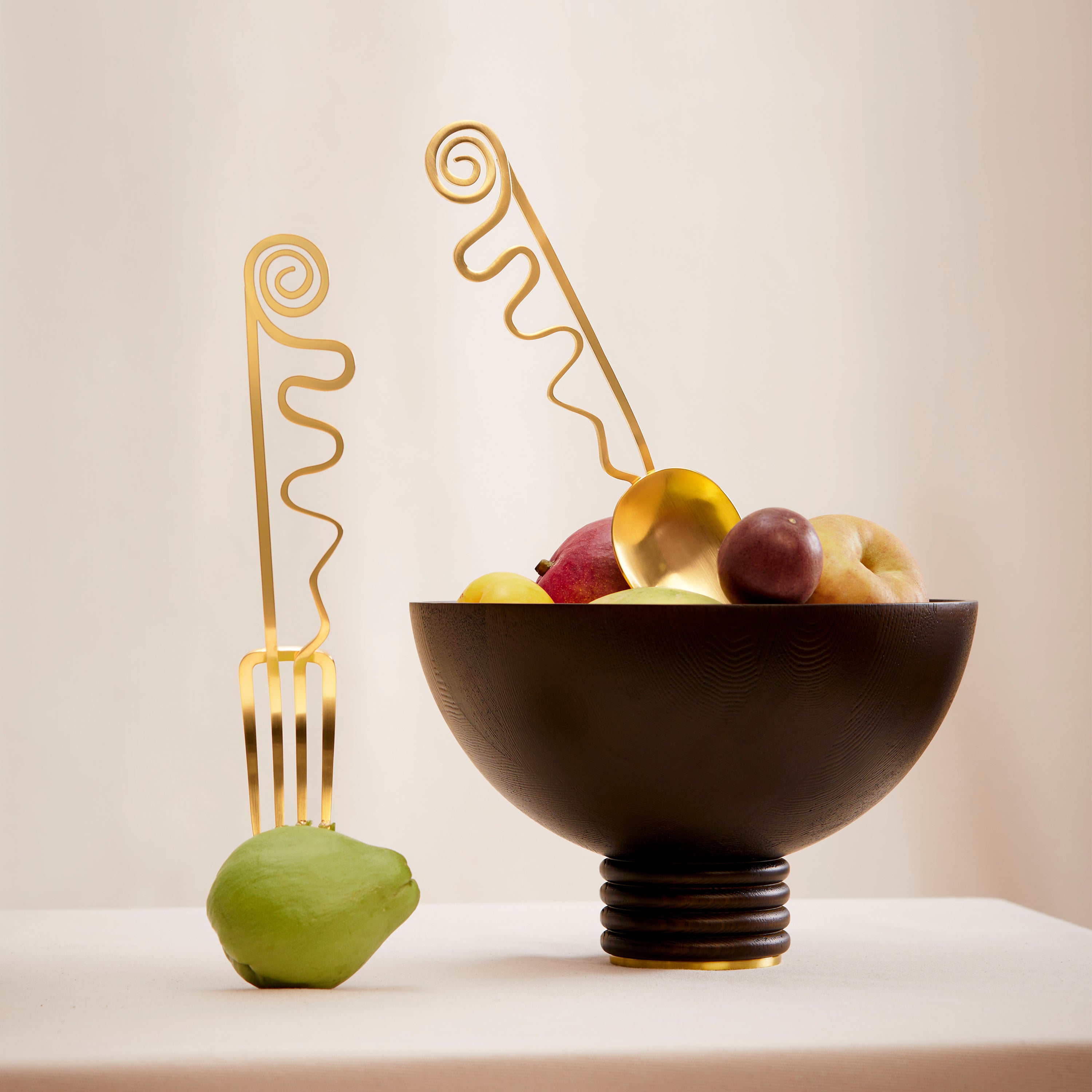 Spiral Serving Set - 2 Piece Stainless Steel Utensils for Salad, Pasta & Desserts | Elegant Tableware for Dinner Parties & Home Entertaining