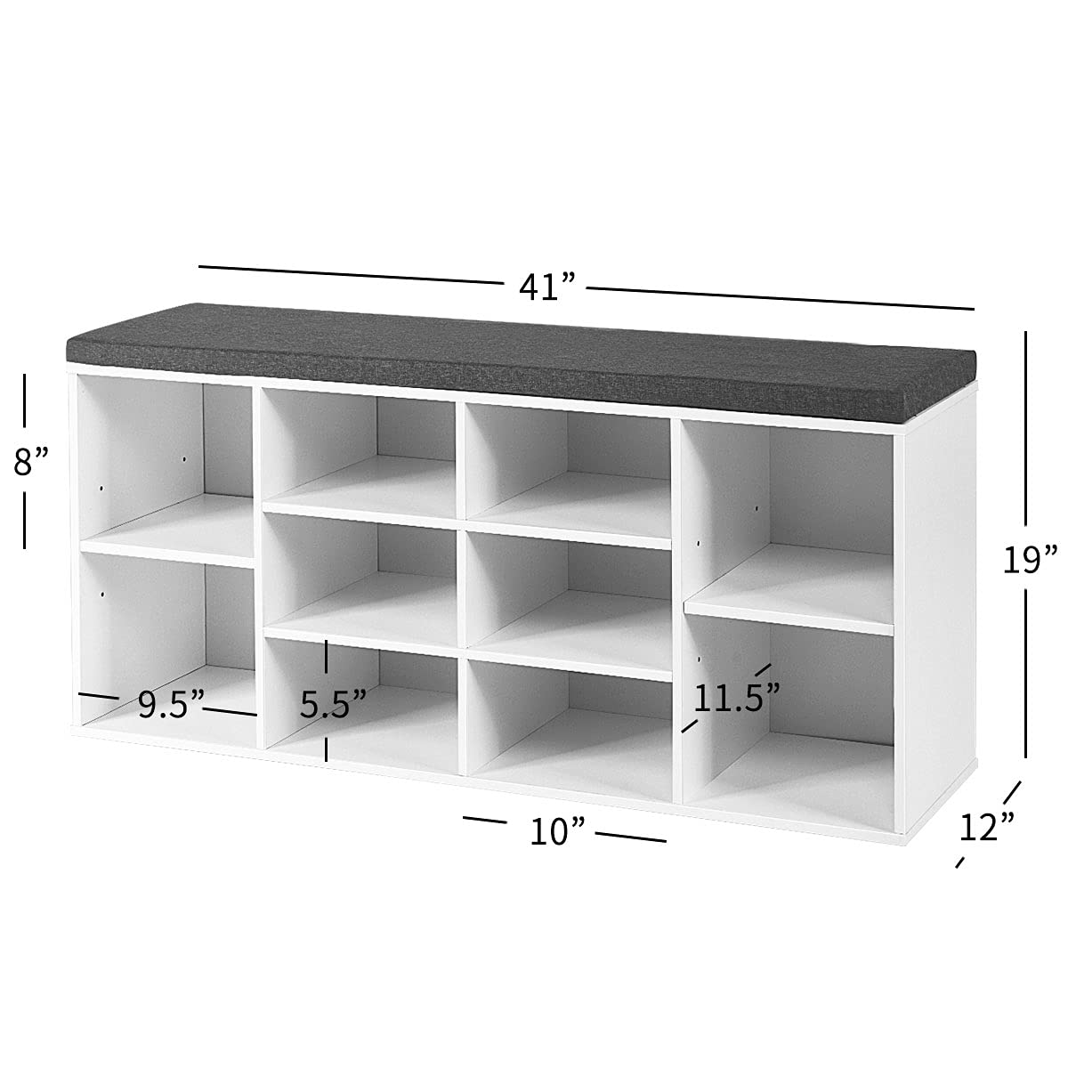 White Storage Bench with Seat - Multi-Purpose Entryway, Bedroom & Living Room Organizer - Perfect for Shoes, Blankets & Home Decor