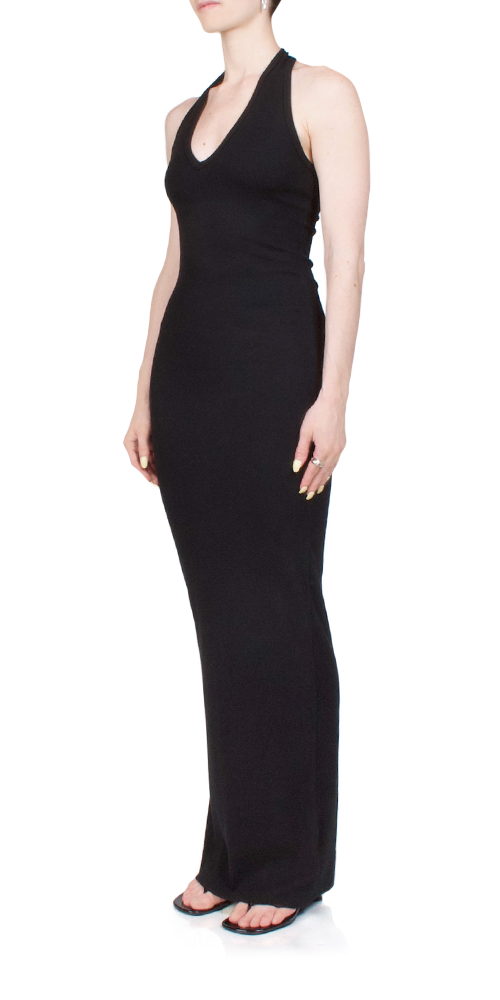 Elegant Black Halter Maxi Dress for Women - Summer Beach Wedding Party & Vacation Outfit