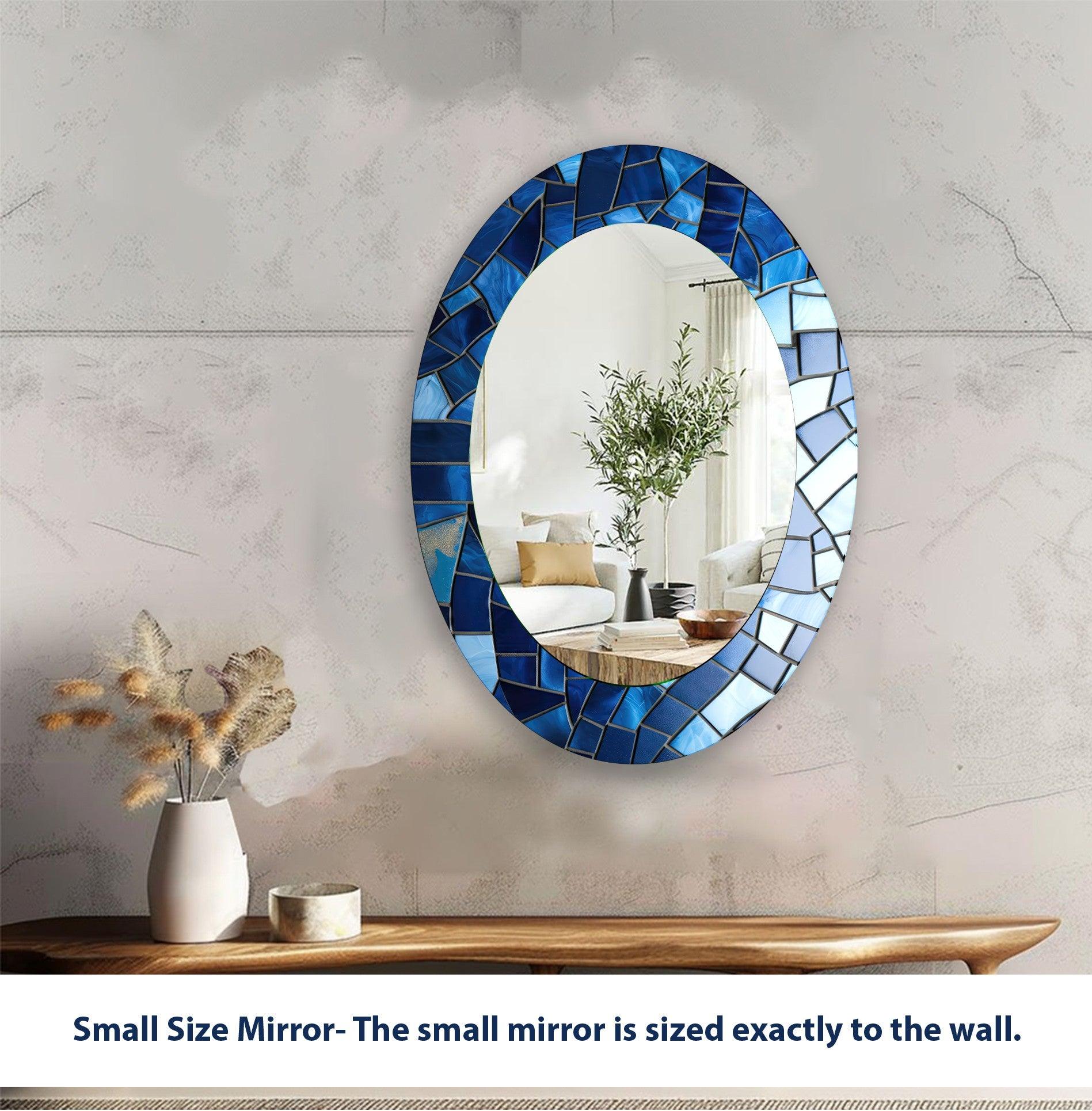 Elegant Blue Oval Wall Mirror for Home Decor - Perfect for Living Room, Bedroom & Entryway Decoration