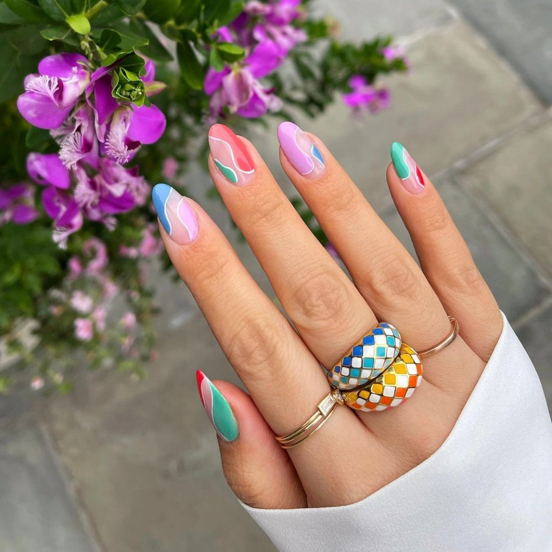 True Rainbow Checker Ring - Colorful Resin Statement Jewelry for Women, Unique Geometric Fashion Accessory - Perfect for Festivals, Parties, and Everyday Boho Style