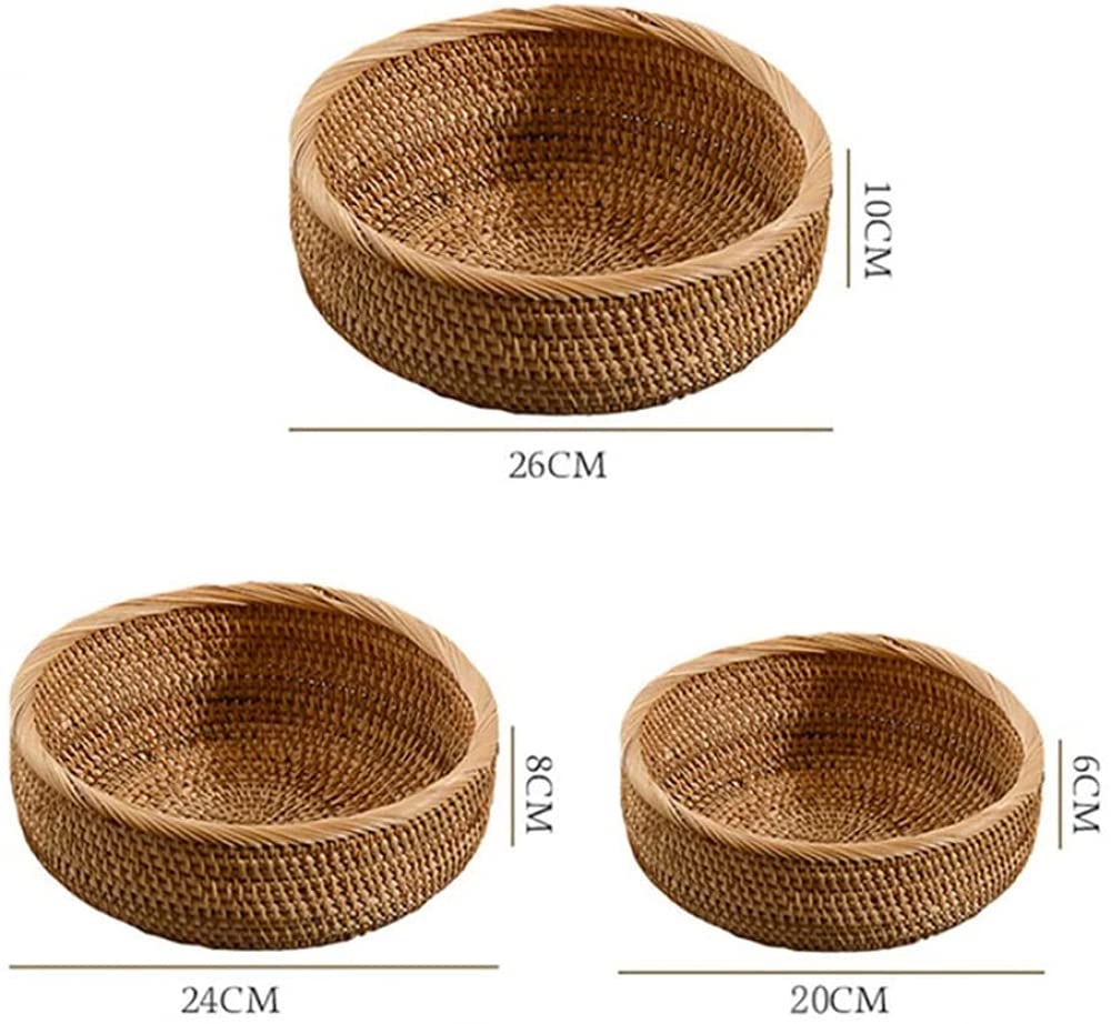 Handmade Woven Wicker Rattan Bread Basket - 20cm for Serving Bread, Fruits, Vegetables & Snacks - Perfect for Restaurants, Cafes & Home Kitchen Display