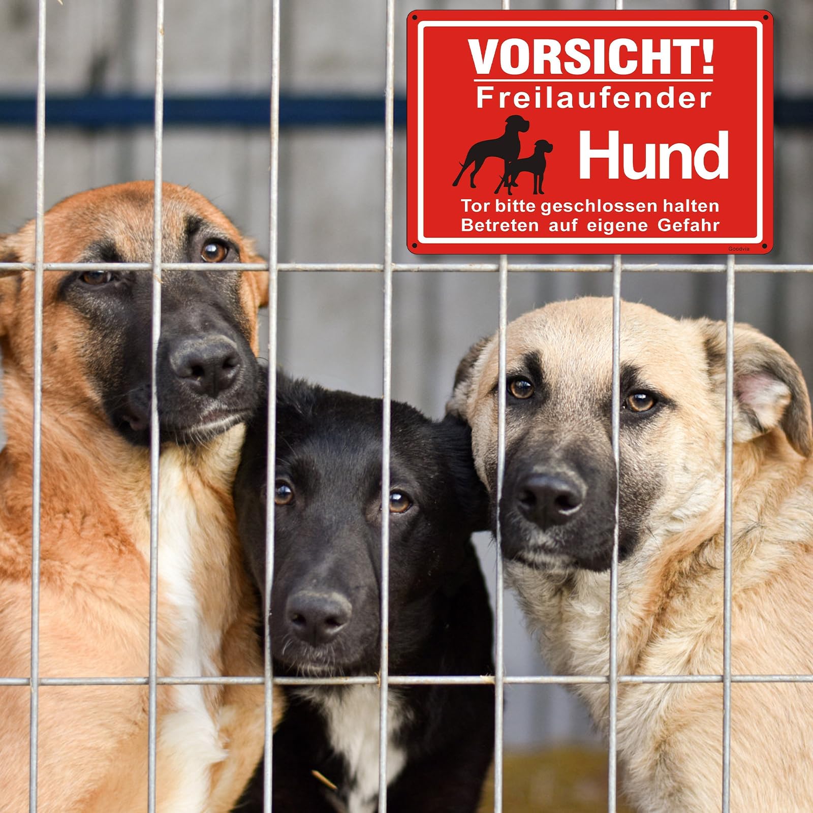Caution Guard Dog Sign - Indoor/Outdoor Warning Sign for Free-Ranging Dogs (20x30cm) - Perfect for Yards, Gates & Entryways