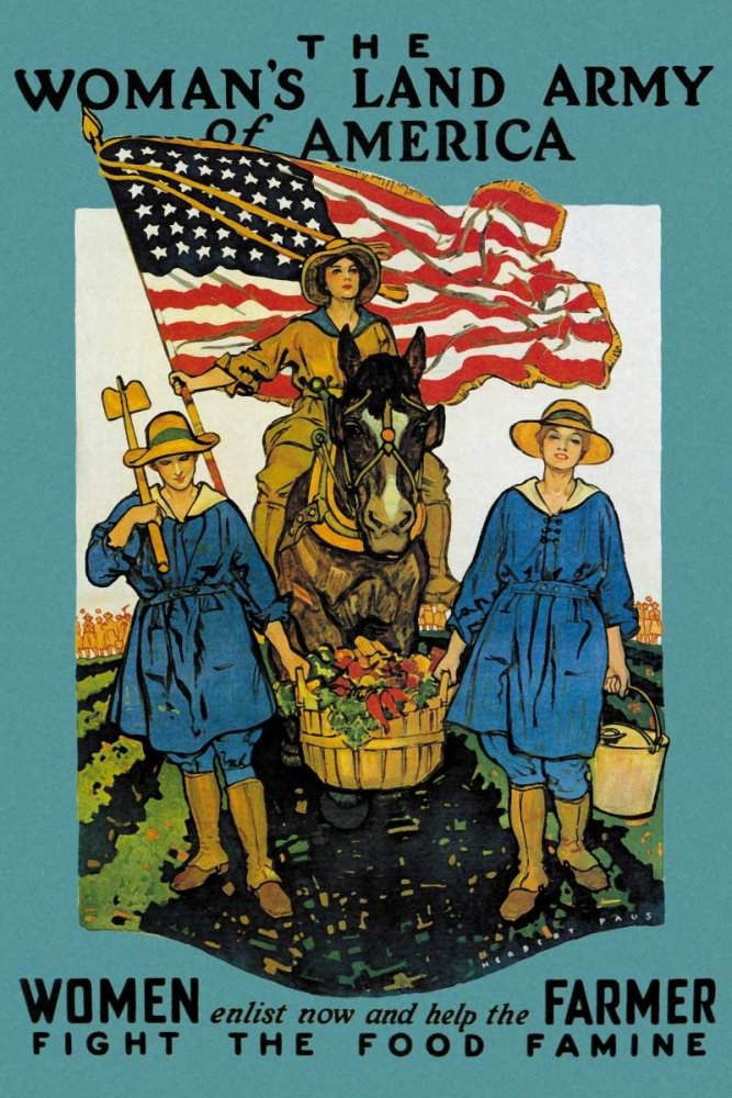 Vintage The Women's Land Army of America 16x24 Art Print Poster - WW2 Homefront Decor, Historical Wall Art for Living Room, Office & Classroom