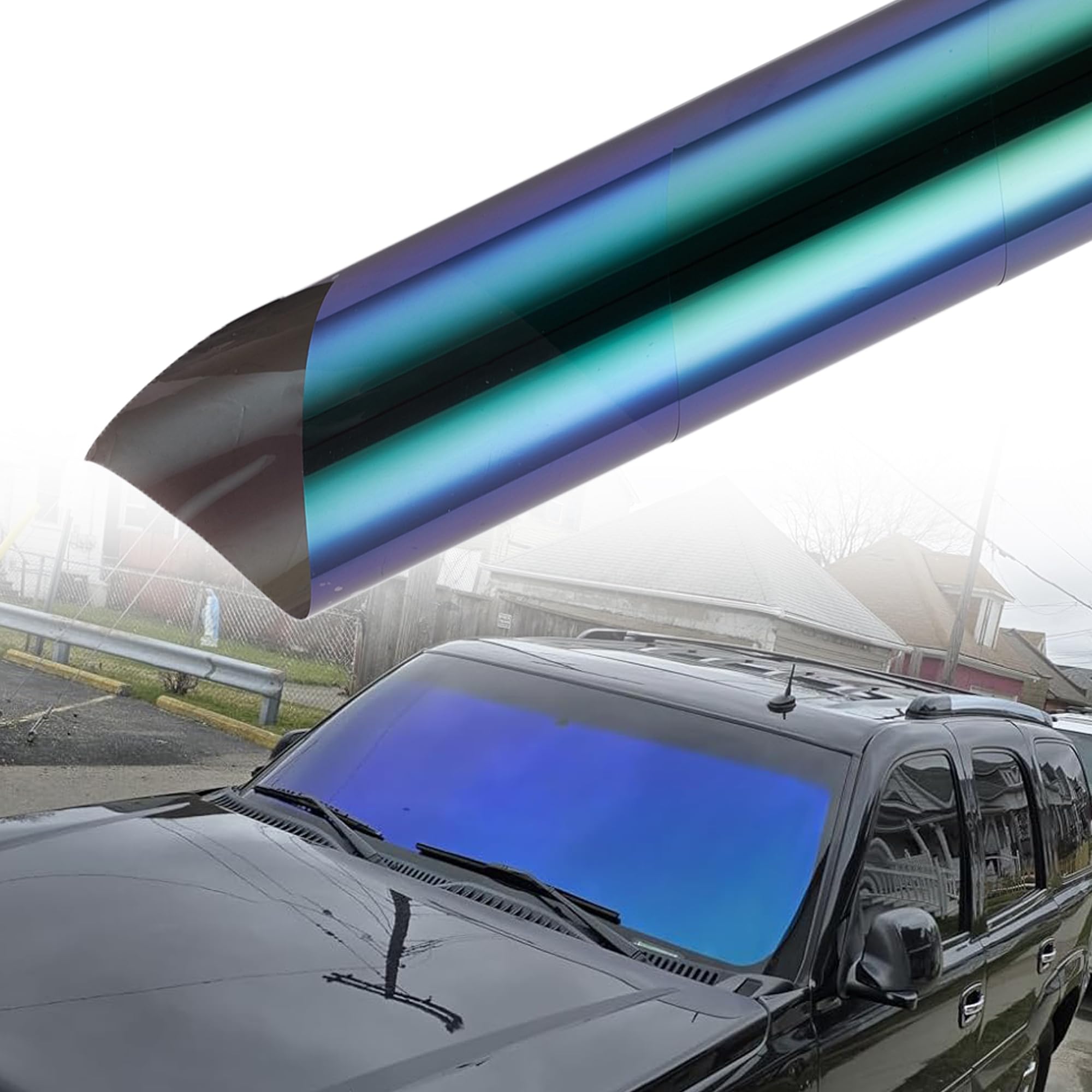 Purple Chameleon Car Window Tint - 25.59'' x 51.18'' Reflective Sun Shade Film for UV Protection & Heat Reduction - Perfect for Sedans, SUVs, and Trucks