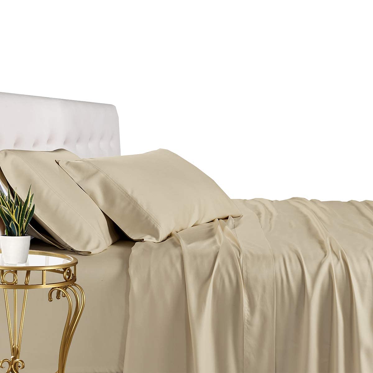 Premium 100% Mulberry Silk 4-Piece Bedding Set - 22 Momme Grade A Silk Sheets with 15