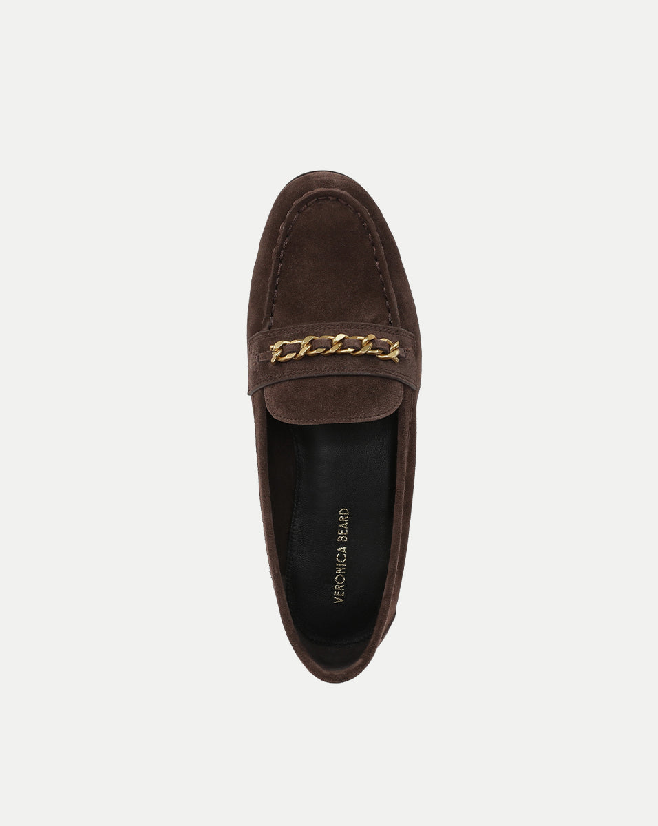 Penny Suede Chain Link Loafers for Women - Comfortable Slip-On Shoes with Metal Accents - Perfect for Office, Casual Outfits & Travel
