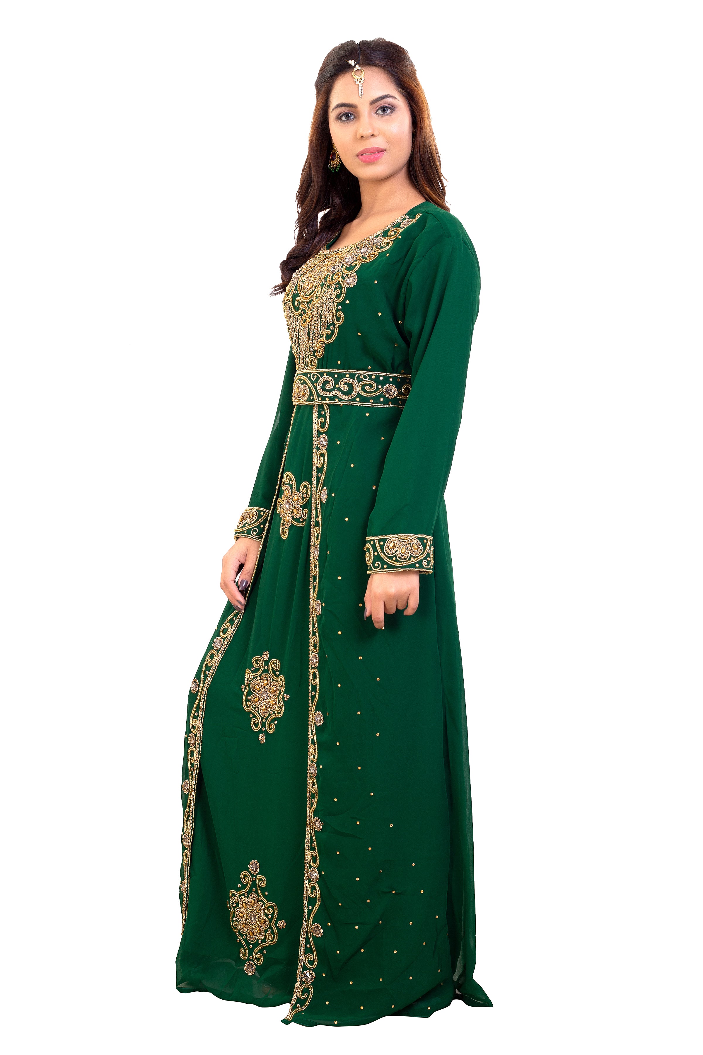 Traditional Algerian Kaftan Maxi Dress 7903 | Elegant Long Flowy Islamic Abaya for Women | Perfect for Eid, Weddings & Special Occasions
