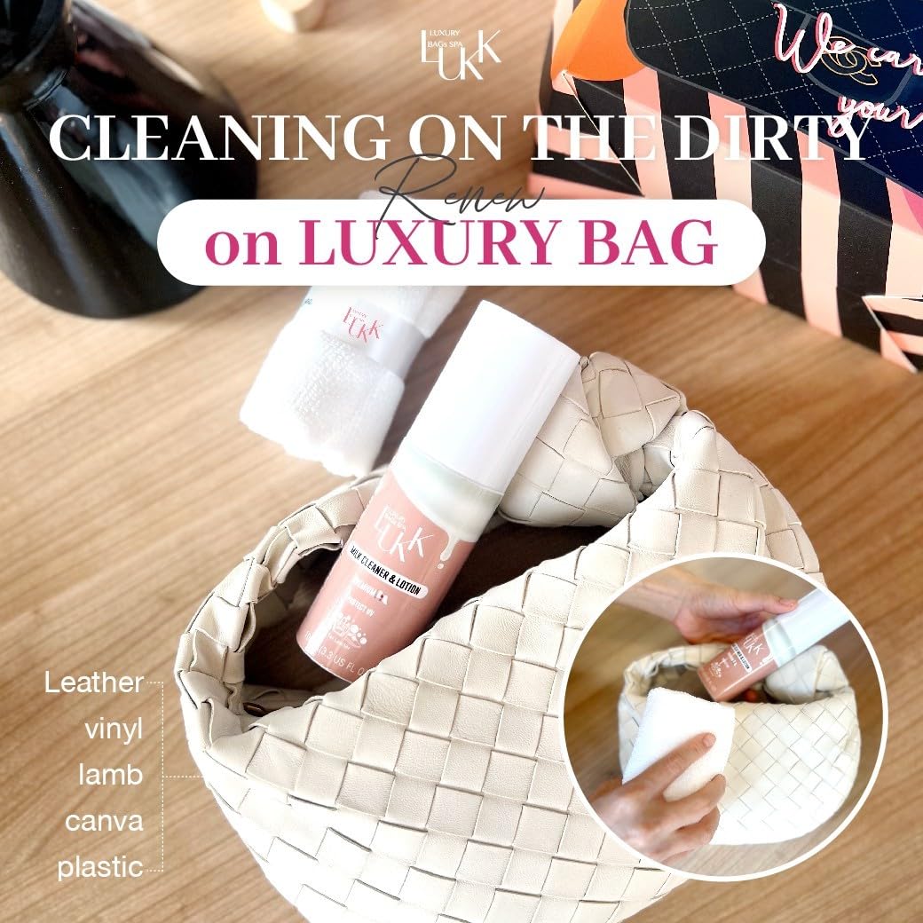 Premium 2-in-1 Leather Cleaner & Conditioner Kit - Nourish, Polish & Protect Luxury Bags, Purses, Handbags, Furniture & Car Seats | Includes Microfiber Cleaning Towel | Restores & Protects Leather Shoes, Jackets & Accessories | Ideal for Daily Care & Deep Cleaning of Leather Goods