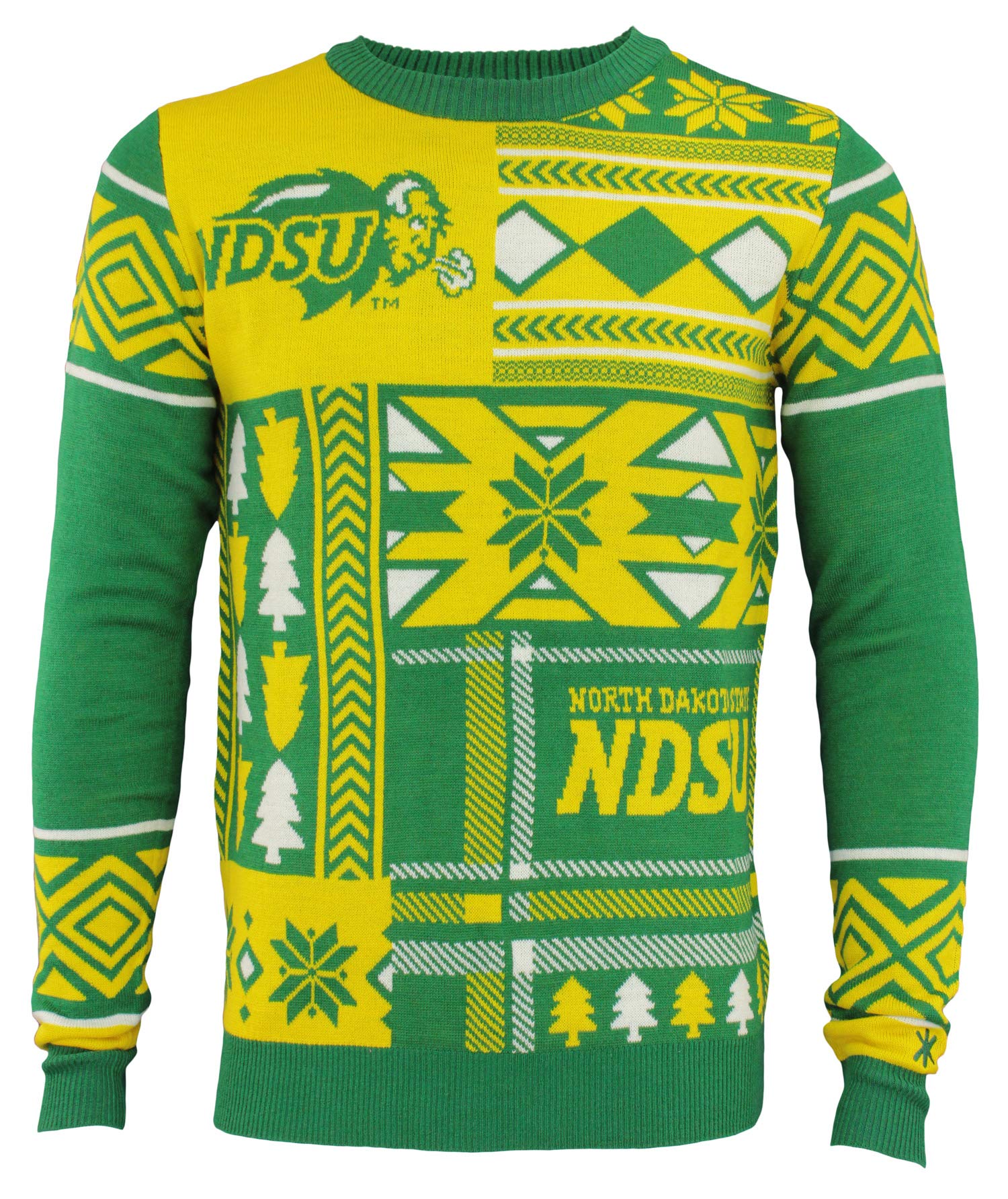 NCAA Men's Ugly Christmas Sweater with Team Patches - Crew Neck Holiday Pullover for Ugly Sweater Party & Festive Gatherings