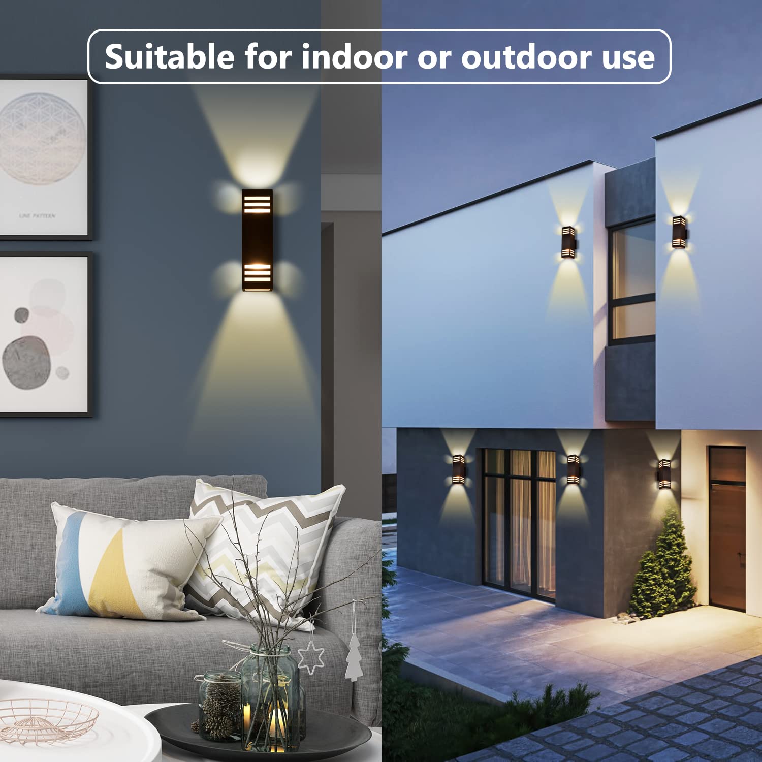 2 Pack Modern Outdoor Wall Lights - IP65 Waterproof Porch Lights for House Exterior, Oil Rubbed Bronze Aluminum Fixture for Garage & Garden - Perfect for Patio, Deck, and Entryway Lighting