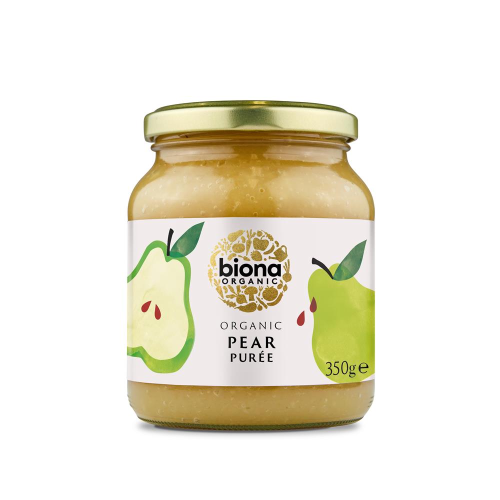 Biona Organic Pear Puree 350g - Unsweetened Baby Food Puree | Healthy Snack for Infants & Toddlers | Perfect for Weaning, Lunchboxes & Smoothie Mixing