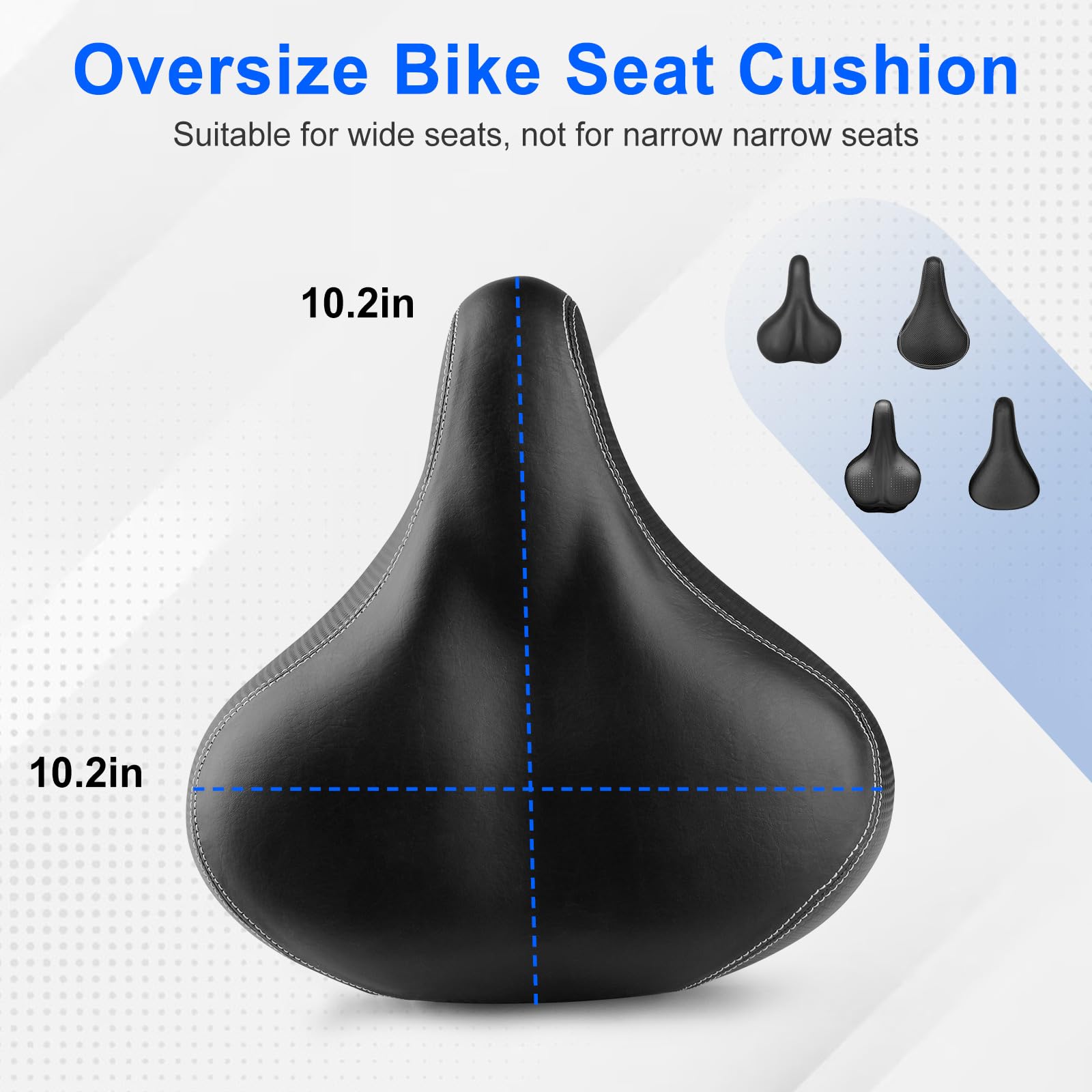 Premium Bike Seat Cushion - Extra Soft Comfortable Bicycle Seat Cover for Men & Women - Universal Fit for Road, Mountain, Cruiser & Exercise Bikes - Perfect for Long Rides, Commuting & Indoor Cycling Workouts