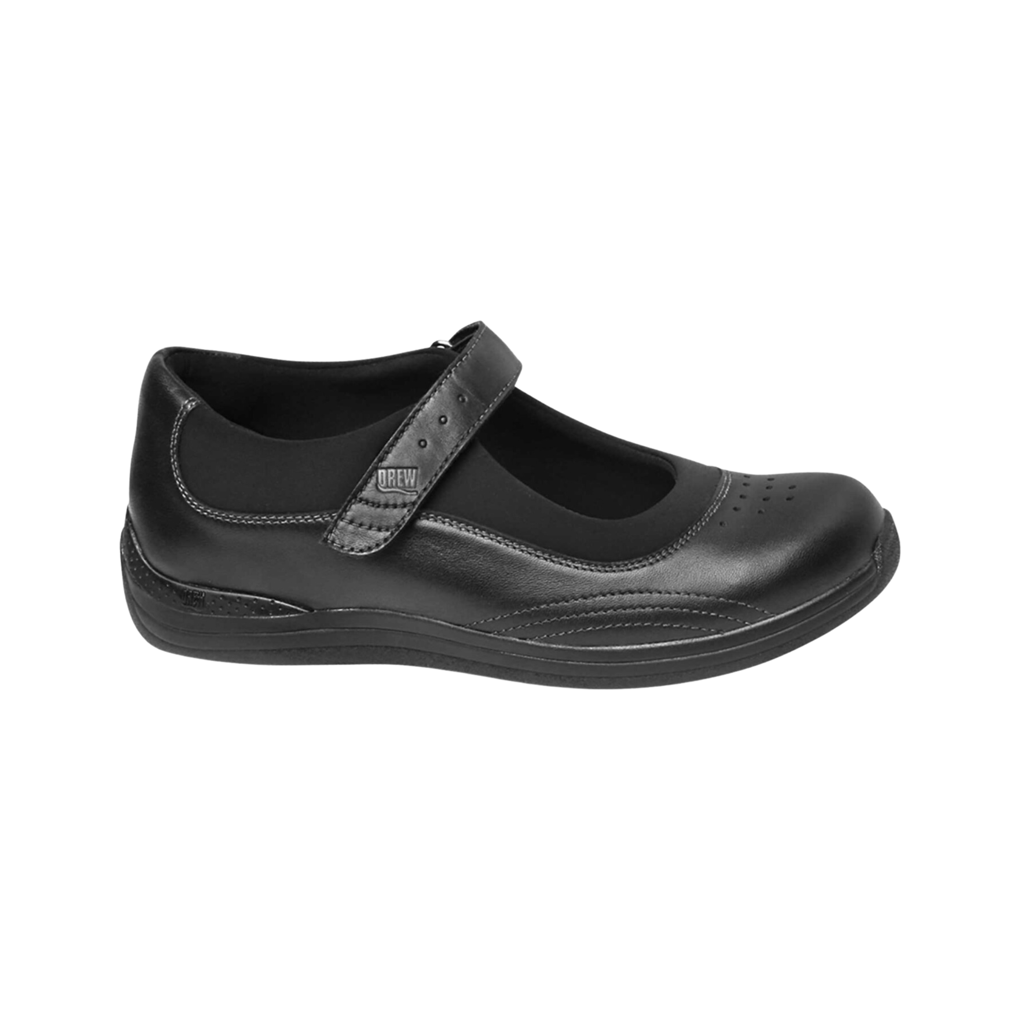 Women's Black Stretch Rose Print Wide Width Comfortable Flats - Perfect for Work, Travel & Casual Wear
