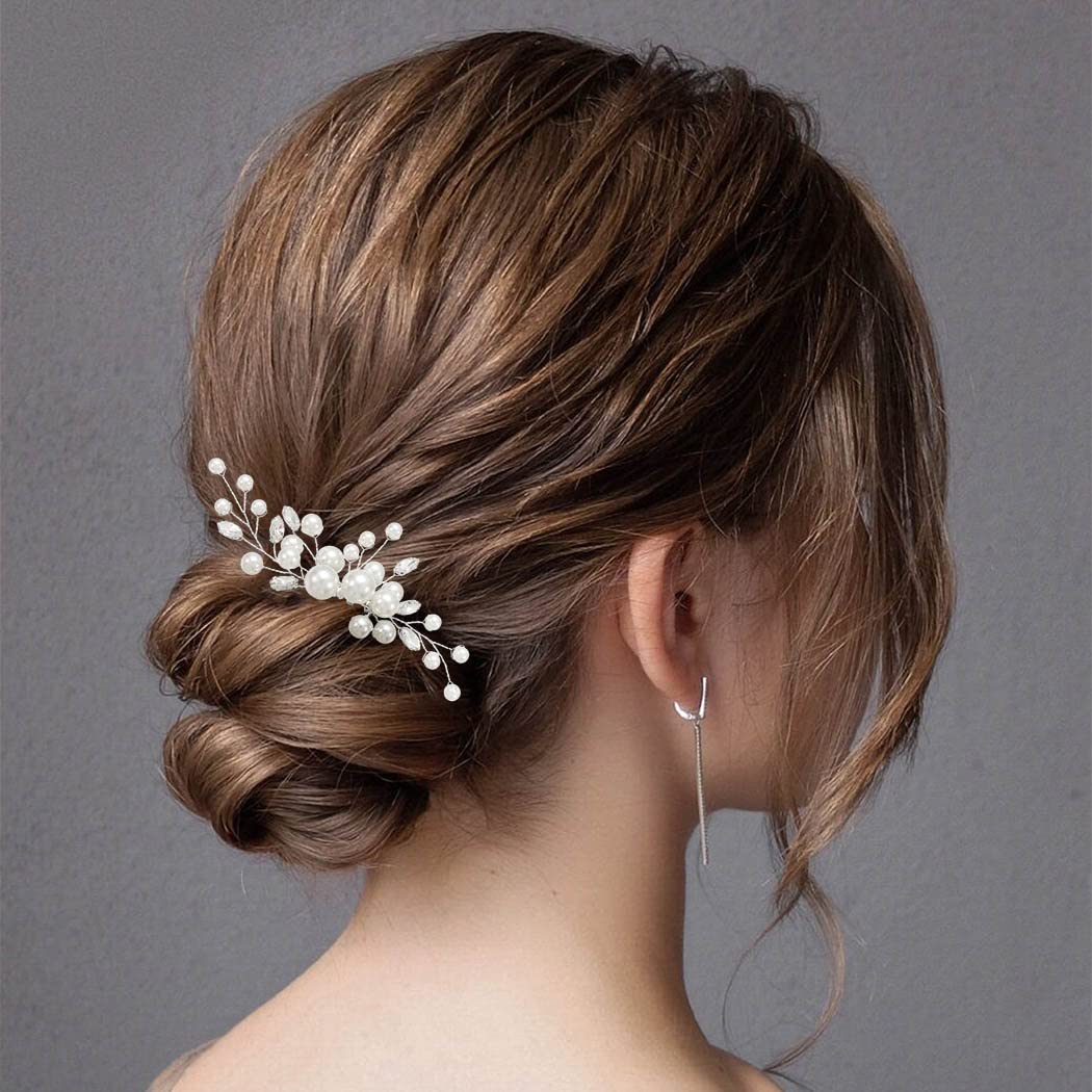 Elegant Pearl & Rhinestone Bridal Hair Comb - Silver Crystal Wedding Hair Clip for Women & Girls | Perfect for Brides, Prom, Pageants & Special Occasions