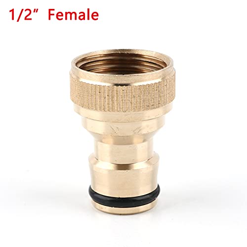 Premium Solid Brass Garden Hose Quick Connect Fitting - 1/2