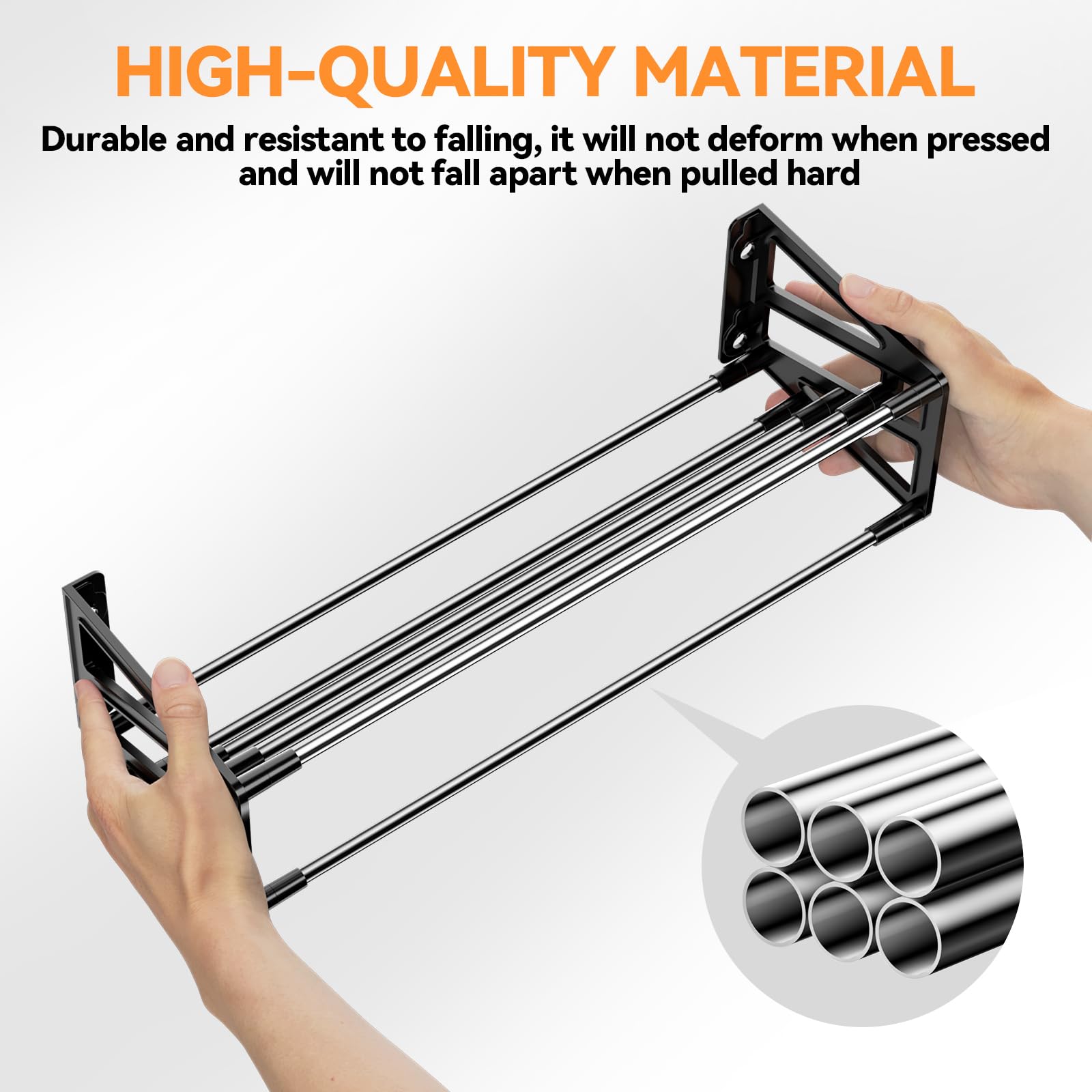 2 Pack Wall Mounted Shoe Rack for RV - Space Saving Hanging Shoe Organizer with Adhesive Mounts, Holds 8 Pairs of Shoes - Perfect for Closet, Camper, Dorm, Apartment & Small Space Organization (Black)