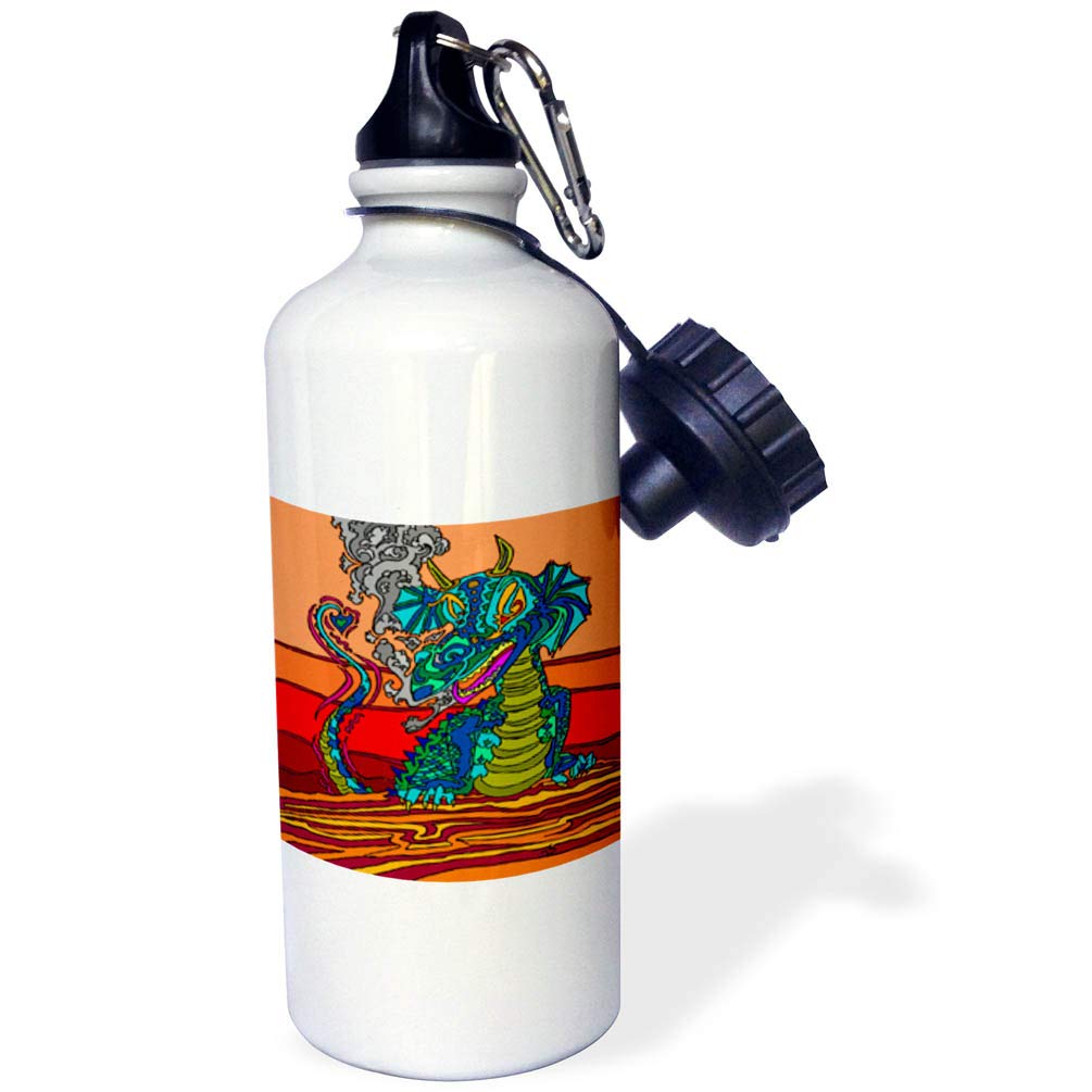 3D Rose Happy Dragon Dog Sports Water Bottle - 21 oz Insulated BPA-Free Bottle for Gym, Hiking & Outdoor Activities - Multicolor Design