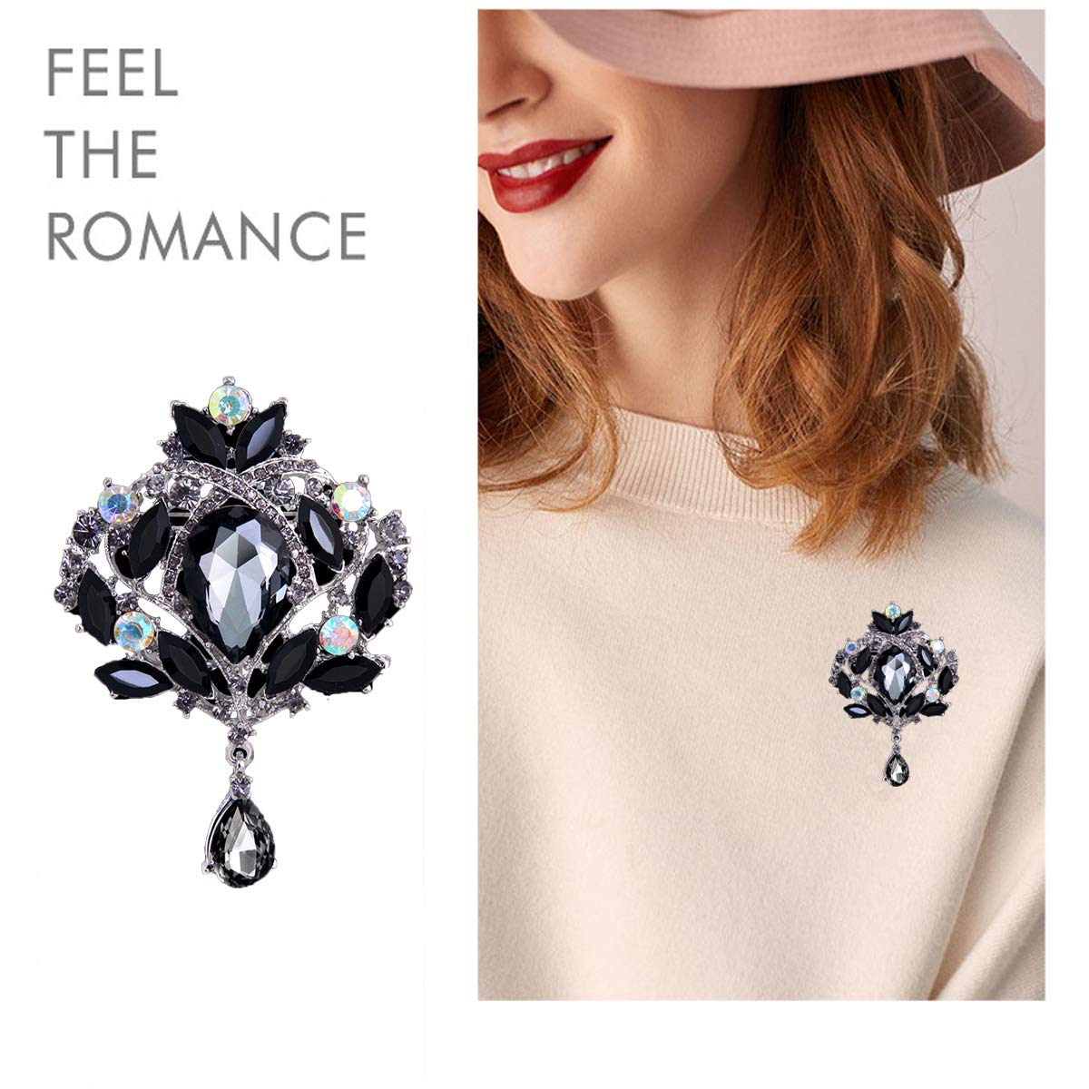 Seven Wolves Crystal Crown Brooch - Rhinestone Dress Pin for Women | Party & Wedding Accessory
