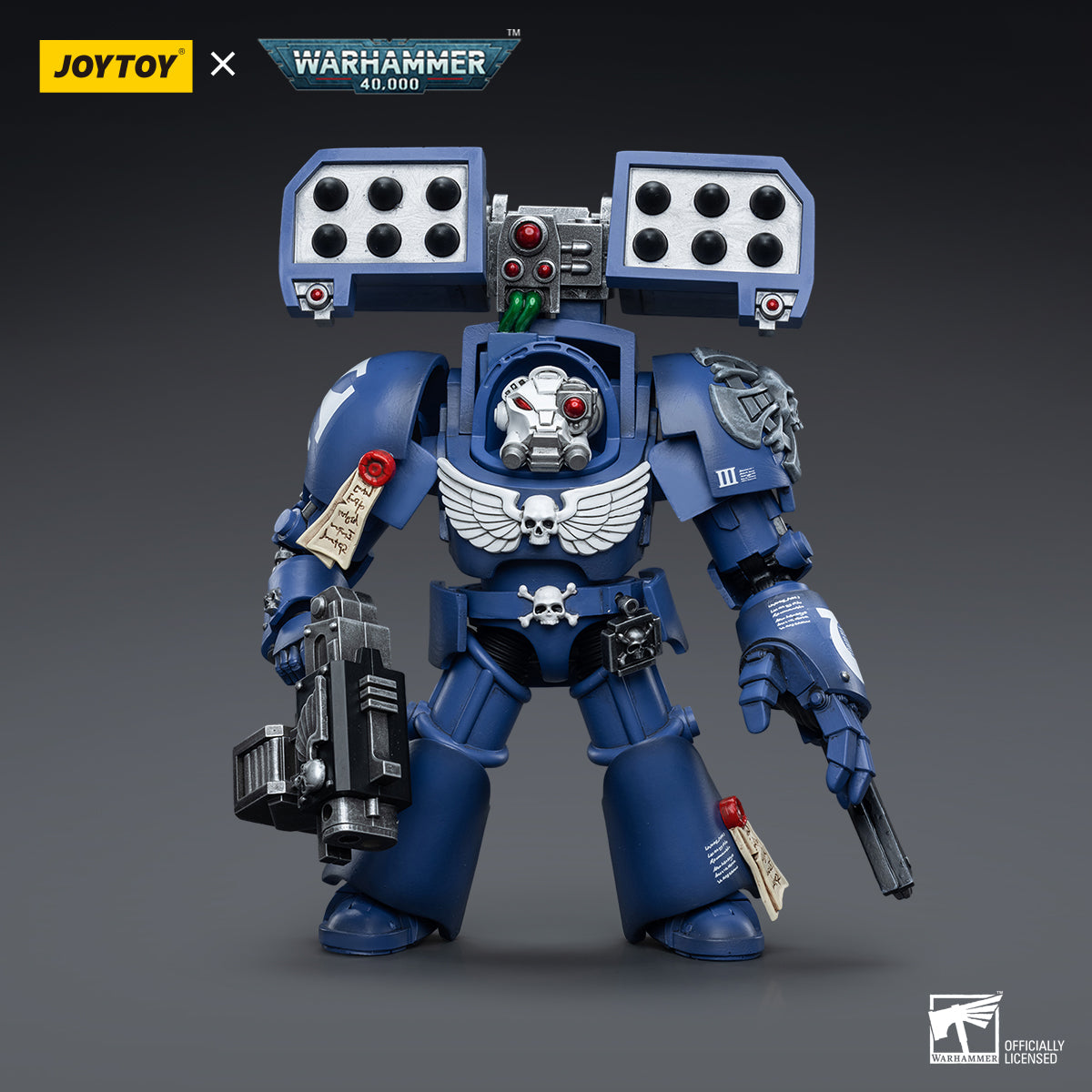 JOYTOY 1/18 Scale Warhammer 40K Ultramarines Terminators Action Figure Set (3-Pack) - Highly Detailed Collectible Miniatures for Tabletop Gaming & Display