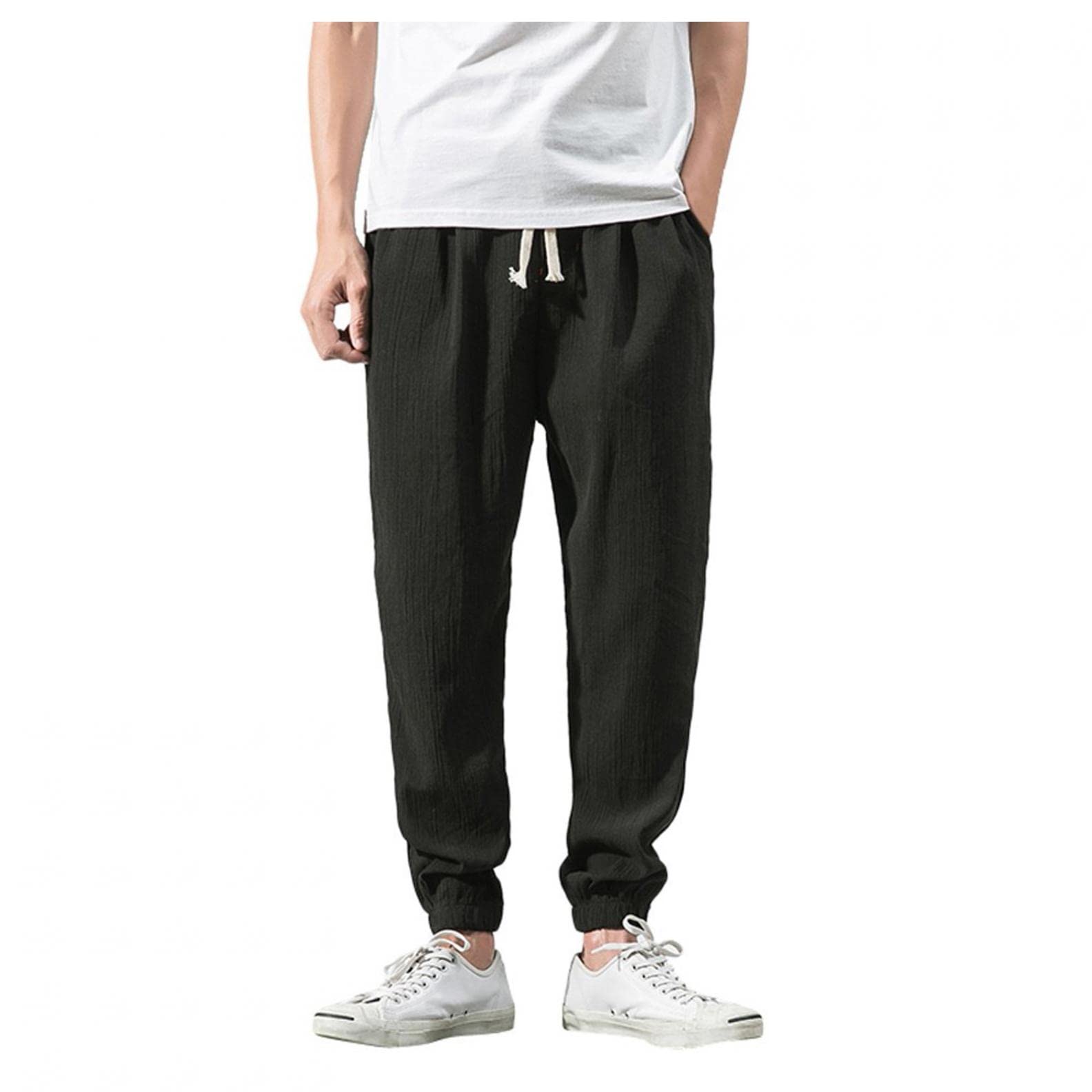 Kadola Men's Linen Pants - Stretch Formal Golf Pants, Casual Lounge & Beach Khakis | Perfect for Office, Golfing, Vacations & Relaxation
