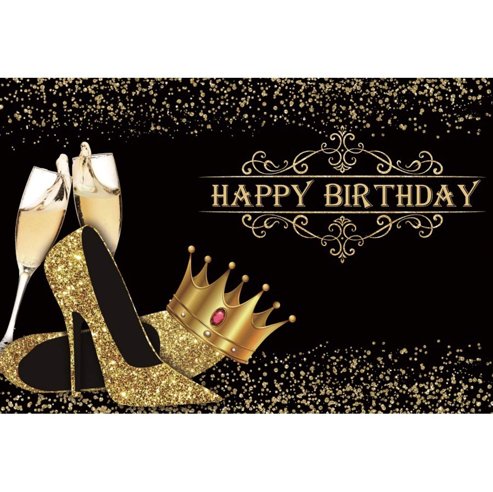 Queen Birthday Backdrop with Crown & Heels for Party Decor