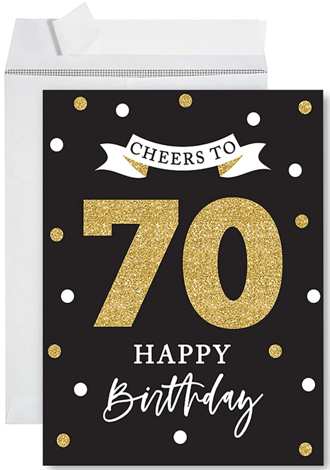 Andaz Press Jumbo Happy Birthday Card for 70th Birthday - Cheers to 70 Years Greeting Card with Envelope - Blank Space for Personal Message - Perfect for Her, Him, Wife, Husband, Mom, Dad, Grandma, Grandpa - 8.5