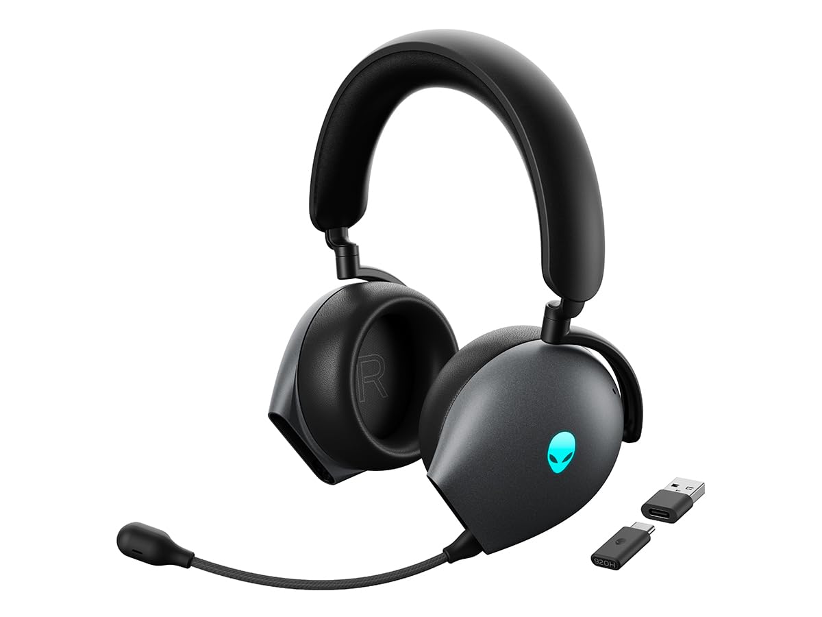 Dell Alienware AW920H Tri-Mode Wireless Gaming Headset with Bluetooth & Wired Connection - Dark Side of the Moon (Renewed) | Premium PC/PS5/Xbox Headphones for Streaming & Competitive Gaming