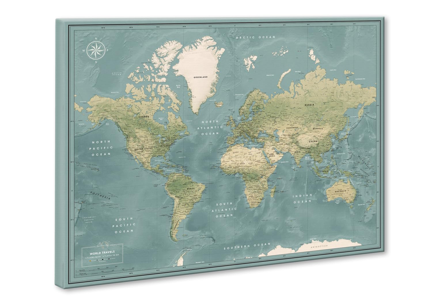 Premium Detailed World Map Pinboard on Canvas - Interactive Travel Map with Pins for Marking Adventures | 32x24 Inch Wall Decor for Home Office, Classroom & Travel Planning | Perfect Gift for Travel Lovers & Geography Enthusiasts