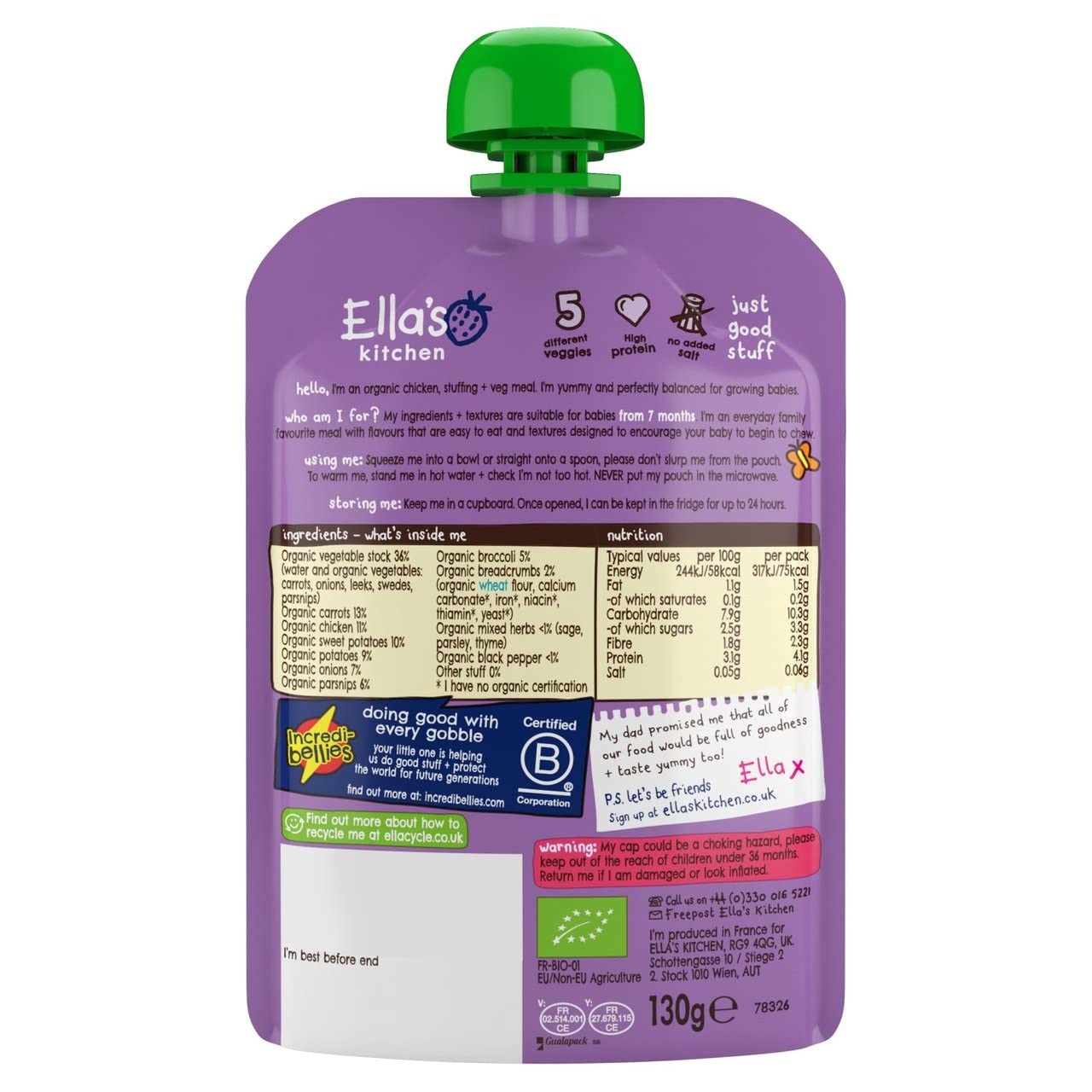 Ella's Organic Cherry Chicken Dinner 130g - Healthy Baby Meal
