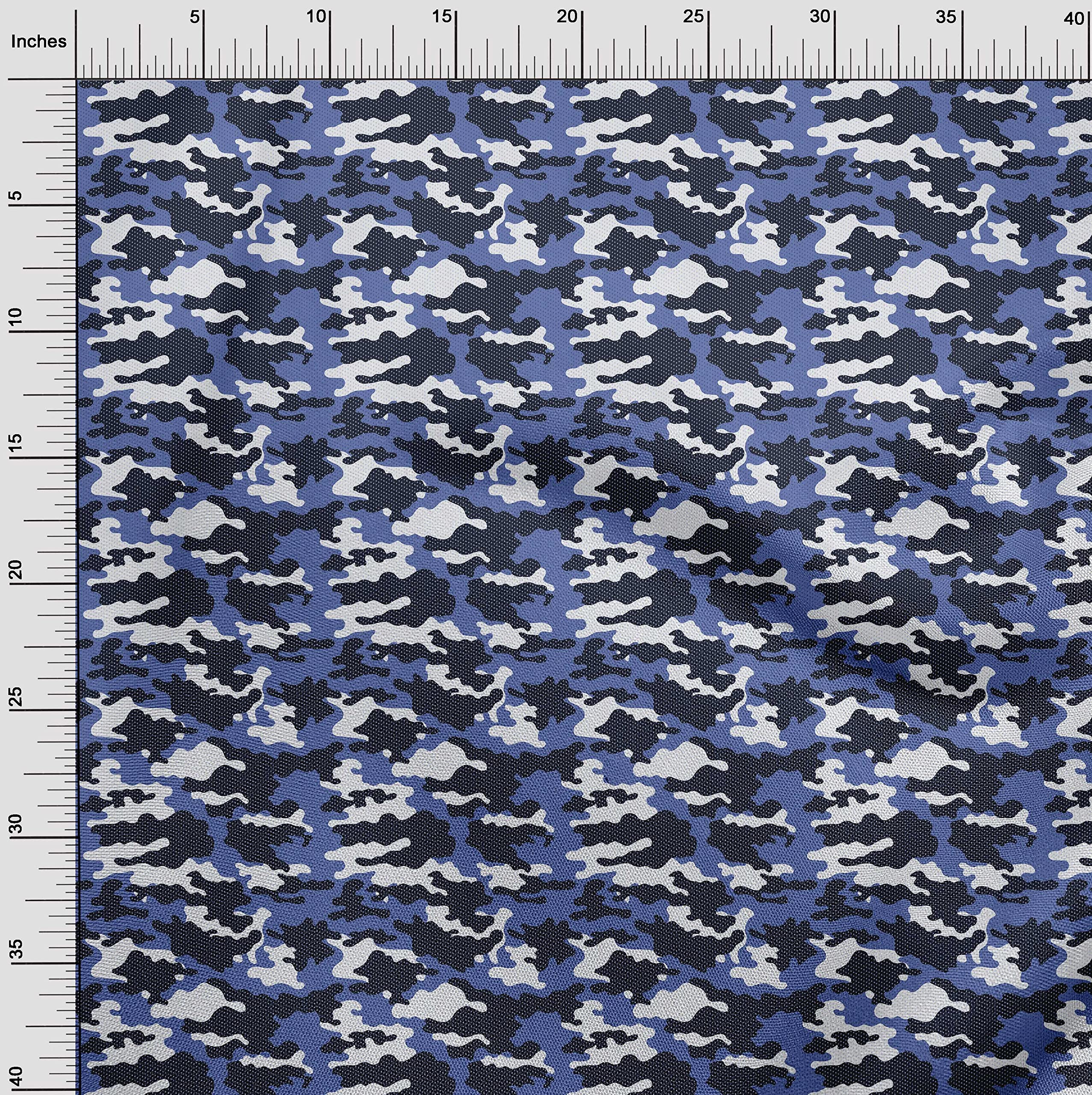 Premium 100% Cotton Jersey Fabric - Medium Blue Camouflage Print, 58 Inch Wide for DIY Clothing & Sewing Projects | Soft, Durable & Breathable Material for T-Shirts, Dresses & Home Decor