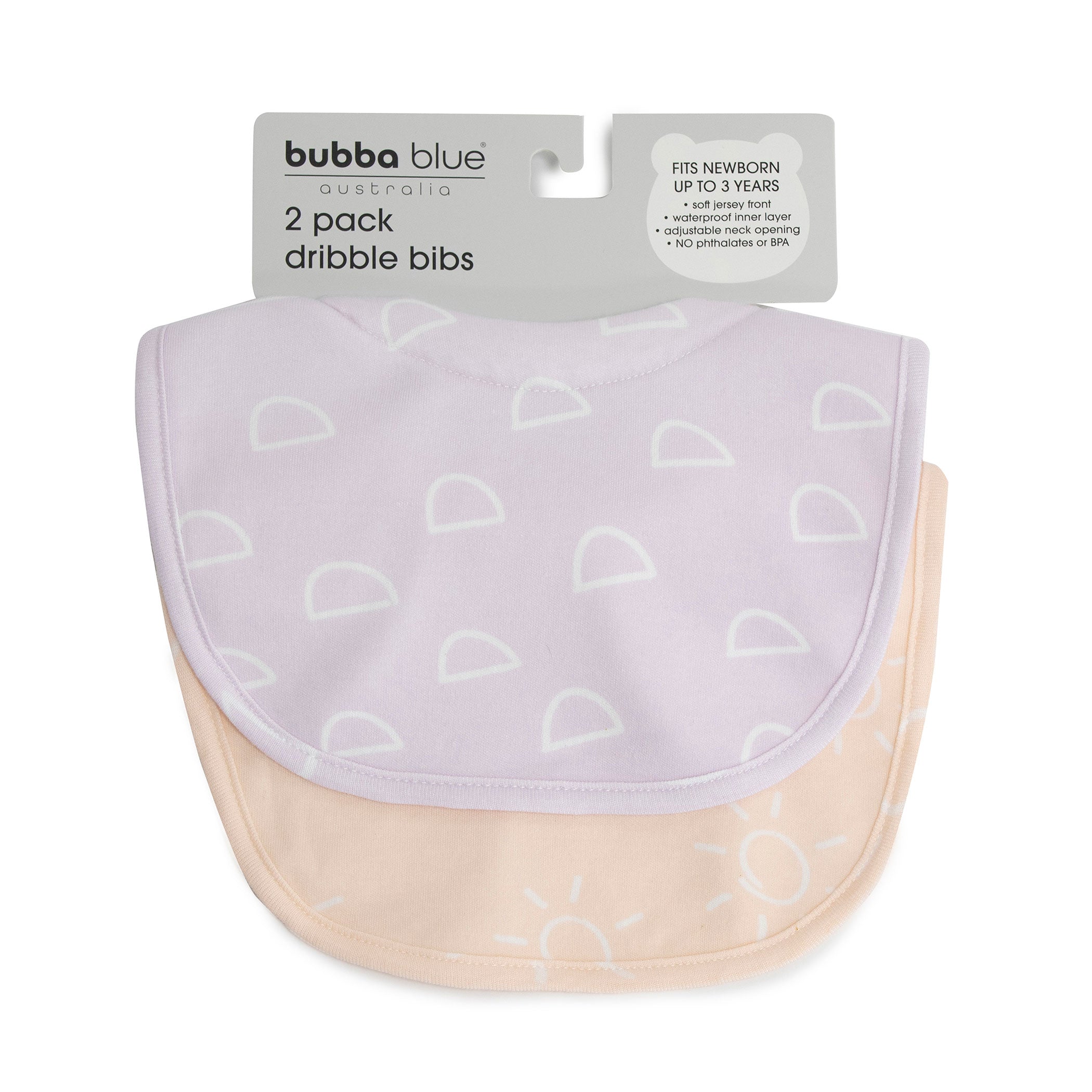Nordic 2-Pack Baby Dribble Bibs - Soft Cotton Drool Bibs for Infants & Toddlers, Dusty Peach & Lilac Colors - Perfect for Feeding, Teething & Everyday Use