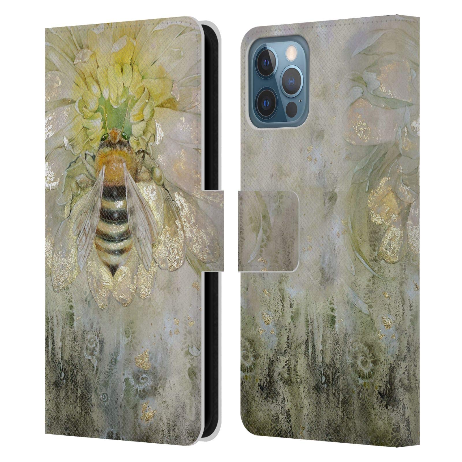 Stephanie Law Bee Immortal Ephemera Leather Book Wallet Case for iPhone 12/12 Pro - Officially Licensed Head Case Designs - Perfect for Book Lovers & Vintage Style Protection