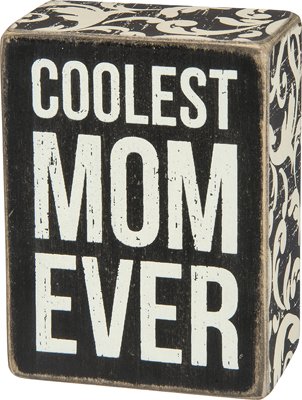Best 'Coolest Mom Ever' Wooden Box Sign - Handmade Rustic Home Decor for Mother's Day, Birthday Gifts & Wall Art