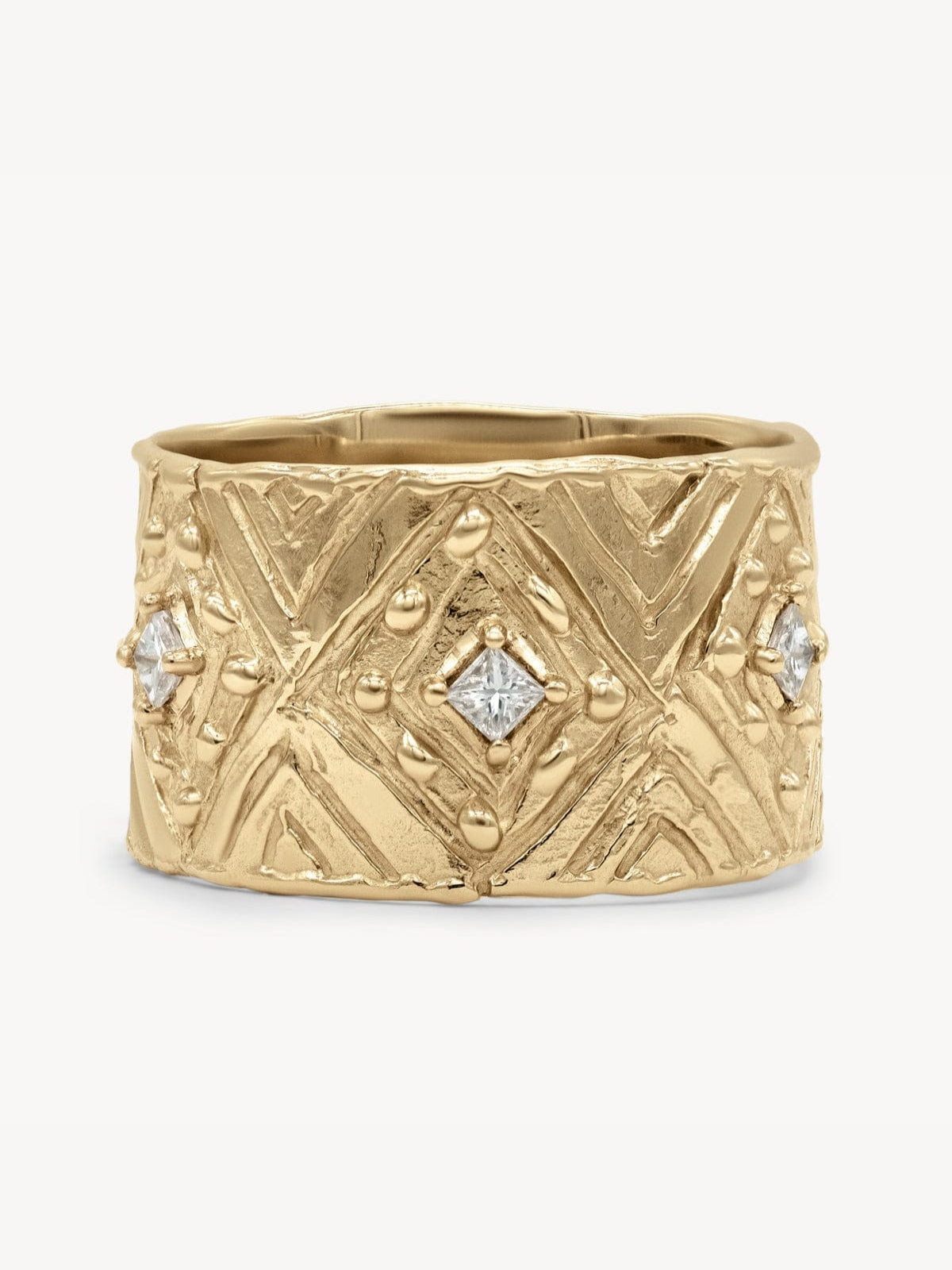 Grecian Diamond Cigar Band - Elegant Wedding Ring for Men & Women - Perfect for Engagement, Anniversary & Special Occasions