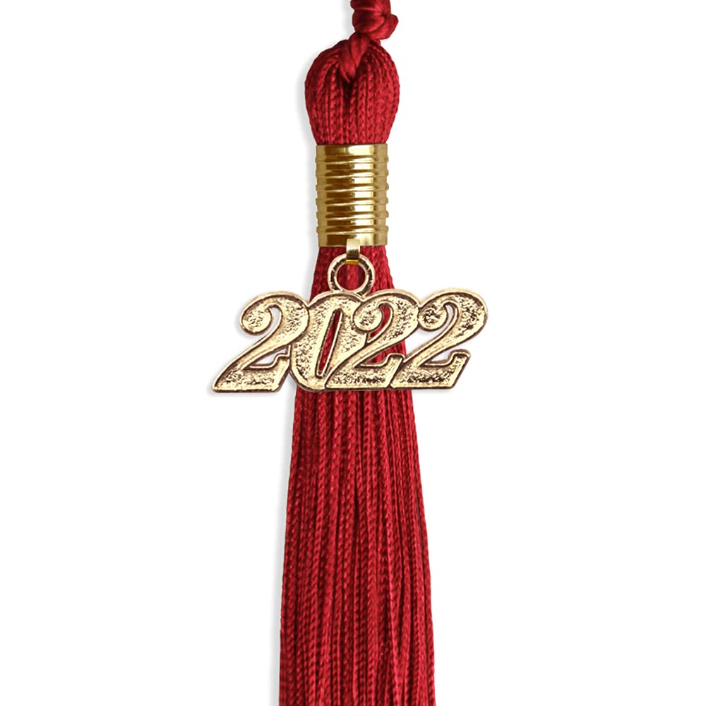 Endea Graduation Tassel - Single Color with Gold Date Charm (Red, 2022) | Perfect for High School & College Commencement Ceremonies, Graduation Parties & Photo Props